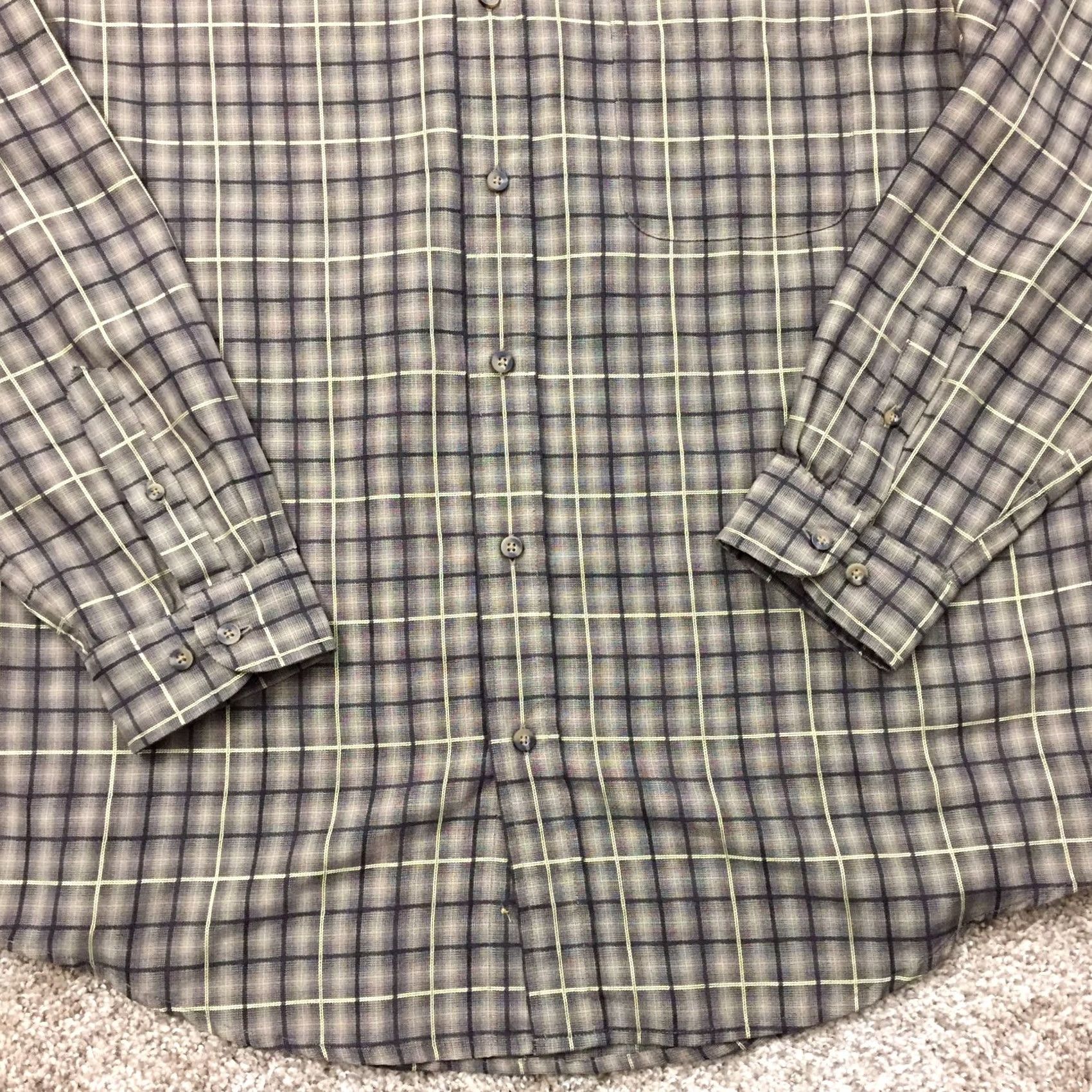 Vintage Consensus Shirt Mens Large Beige Black Plaid Long Sleeve Button Up Microfiber Size US L / EU 52-54 / 3 - 4 Thumbnail