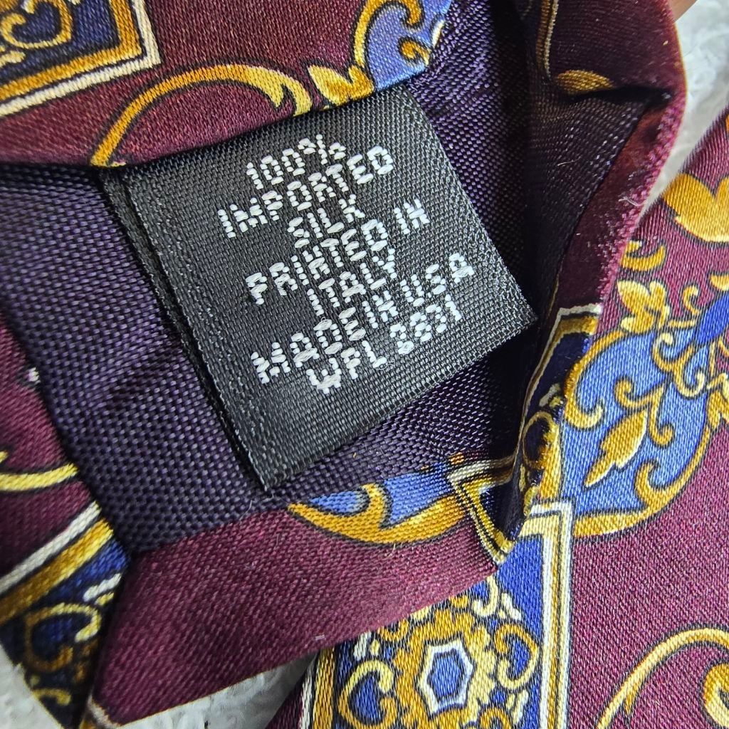 Arrow Men's Arrow Burgundy Gold Patterned Silk Tie One Size Size ONE SIZE - 4 Thumbnail