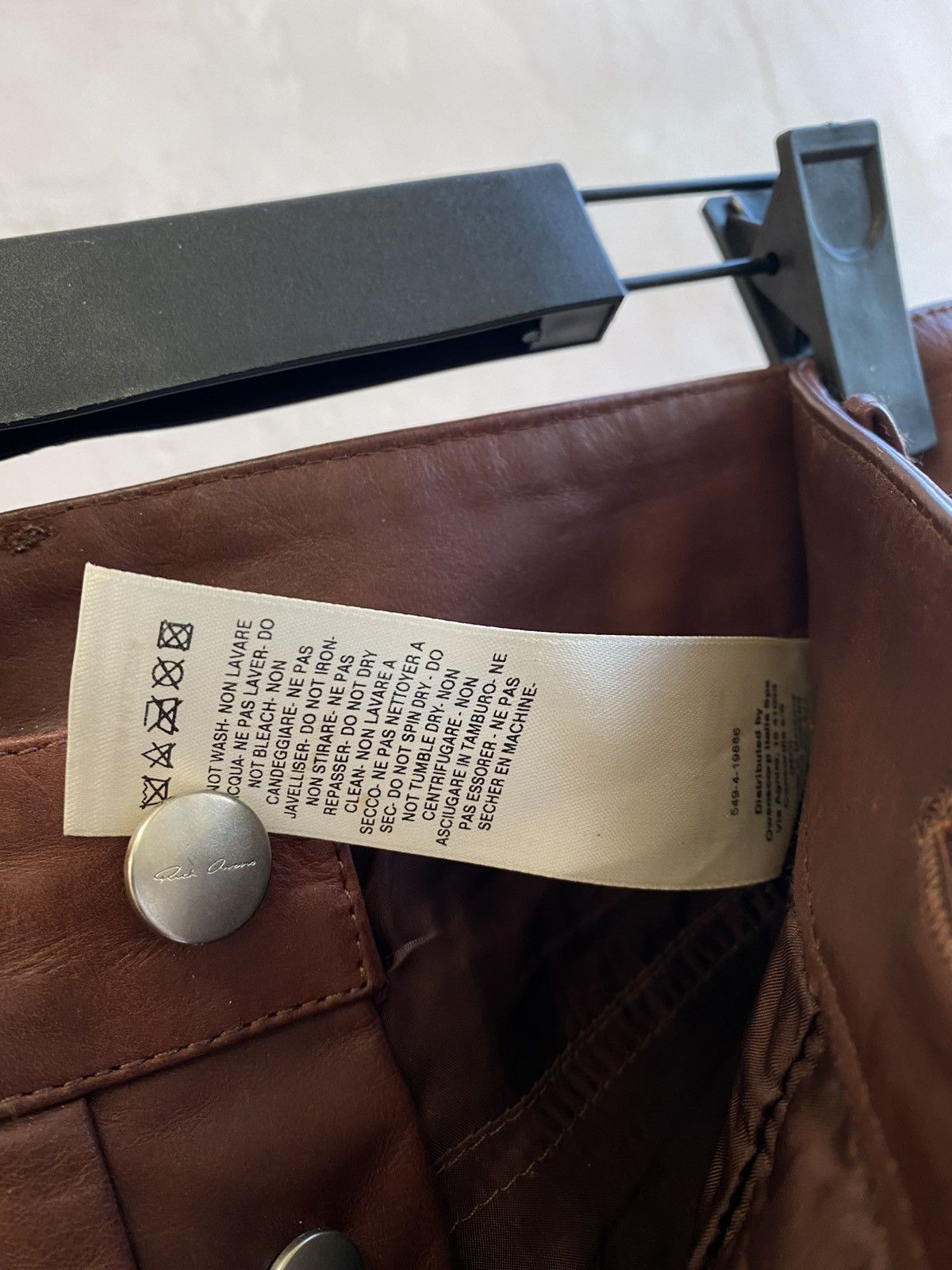 Rick Owens AW22 TYRONE LEATHER PANTS MACASSAR BROWN BIKER SKINNY SLIM Size US 35 - 7 Thumbnail