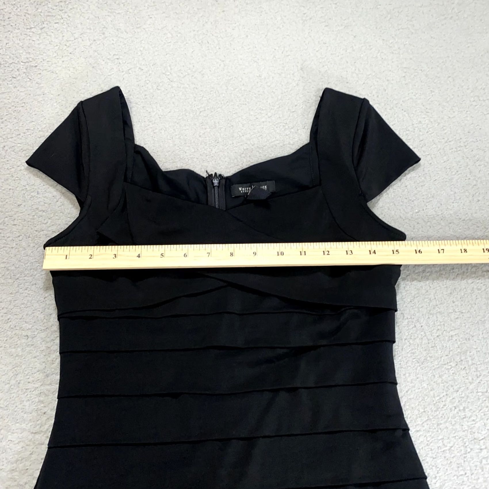 White House Black Market White House Black Market Dress Women 8 Black Tiered Event Cocktail Shutter Cap Sleeve Knee Length Bodycon Formal Night Out Womens 8 Black Size M / US 6-8 / IT 42-44 - 7 Thumbnail