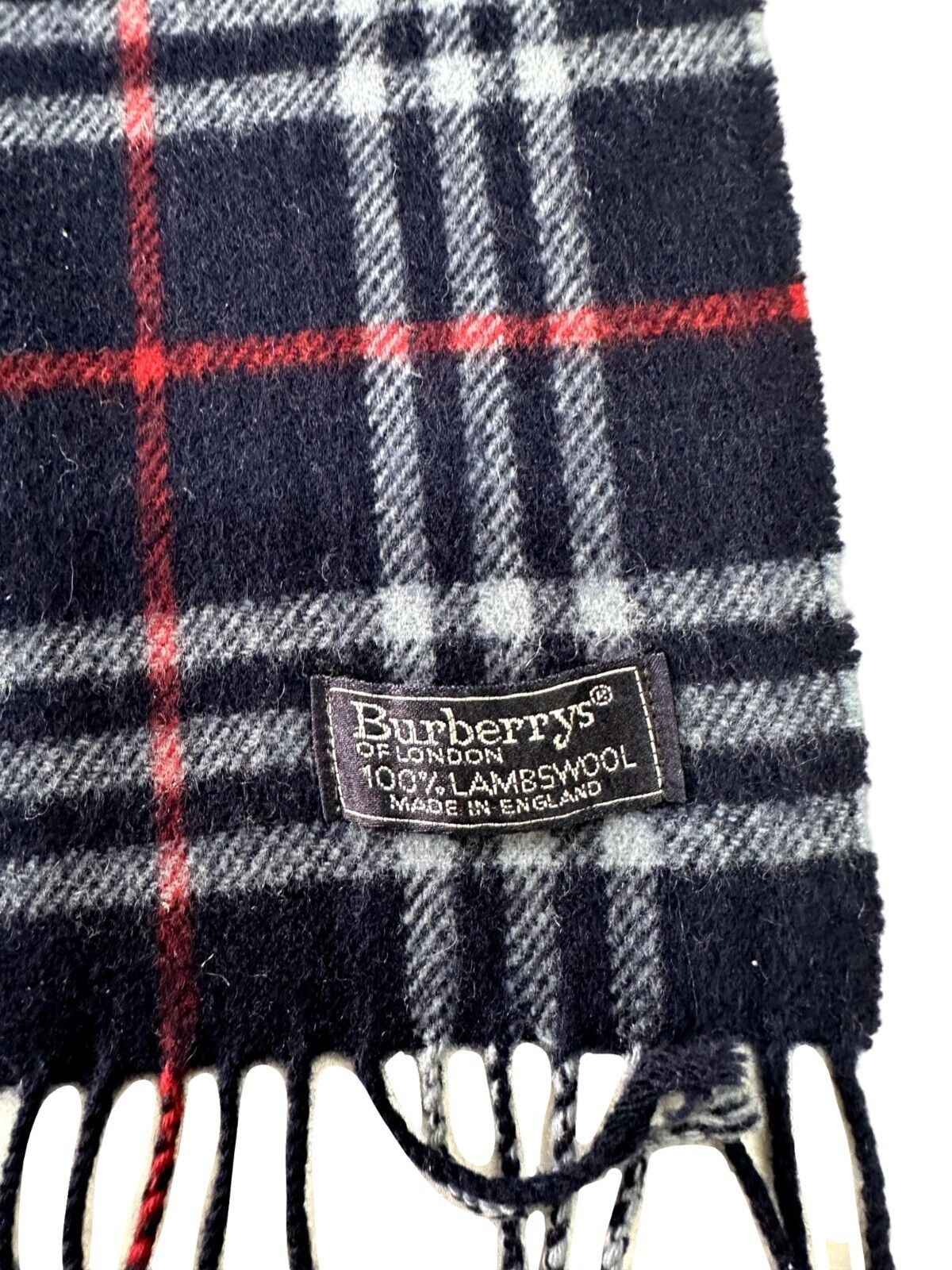 Burberry Burberrys Check Unisex Scarf Navy Blue 100% Lambswool Size ONE SIZE - 3 Thumbnail