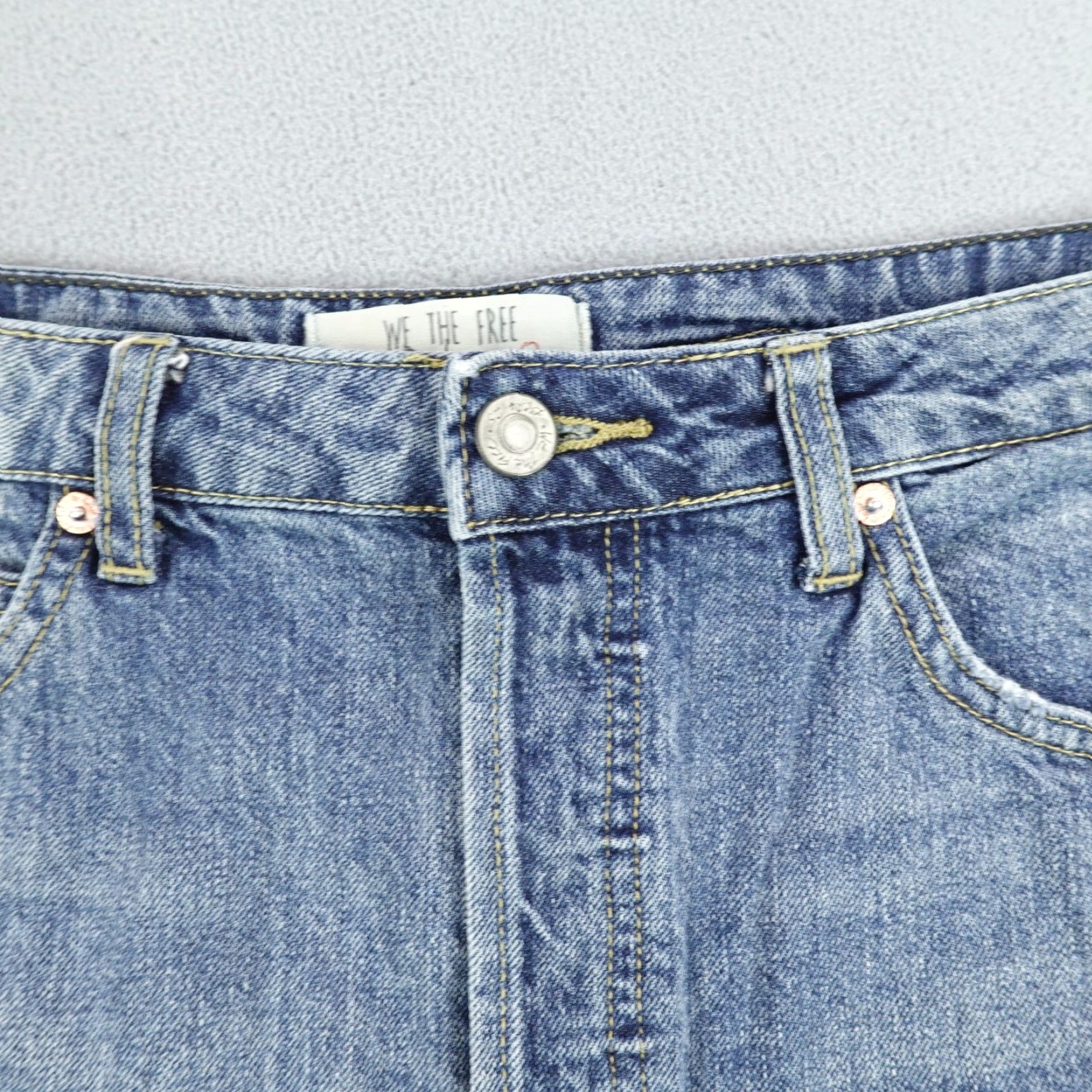 Free People VINTAGE Free People Womens Skirt Short Denim Blue Fringe 31 Bohemian Festival Casual Size 24" / US 00 / IT 34 - 2 Thumbnail