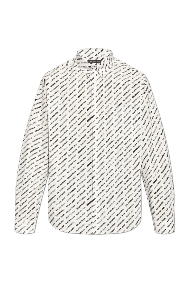 Balenciaga o1srvl11e0425 Stencil Allover Shirt Large Fit in White/Black Size US S / EU 44-46 / 1 - 1 Thumbnail
