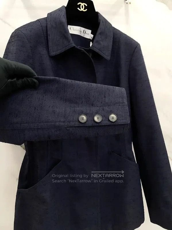 Dior Dior Women's Navy Blue Cotton Blend Jacket . Size L / US 10 / IT 46 - 6 Thumbnail