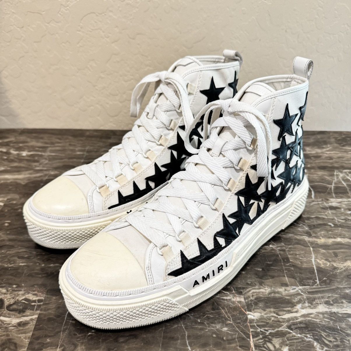 Amiri Amiri Stars Court Hi Star Patch High Top Sneakers Size US 13 / EU 46 - 2 Thumbnail