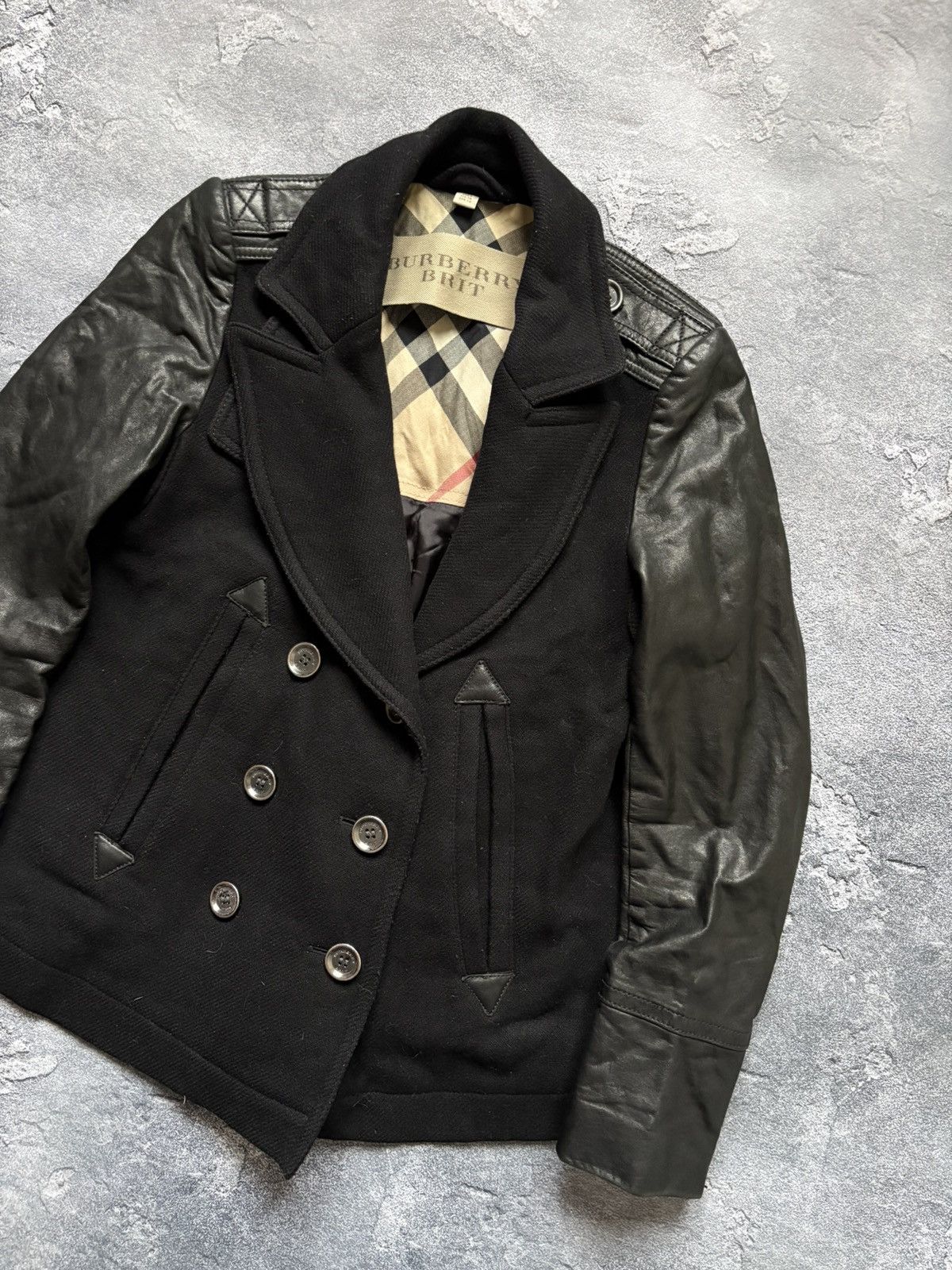 Burberry Vintage Burberry Nova Check Luxury Wool Leather Jacket Size XS / US 0-2 / IT 36-38 - 4 Thumbnail