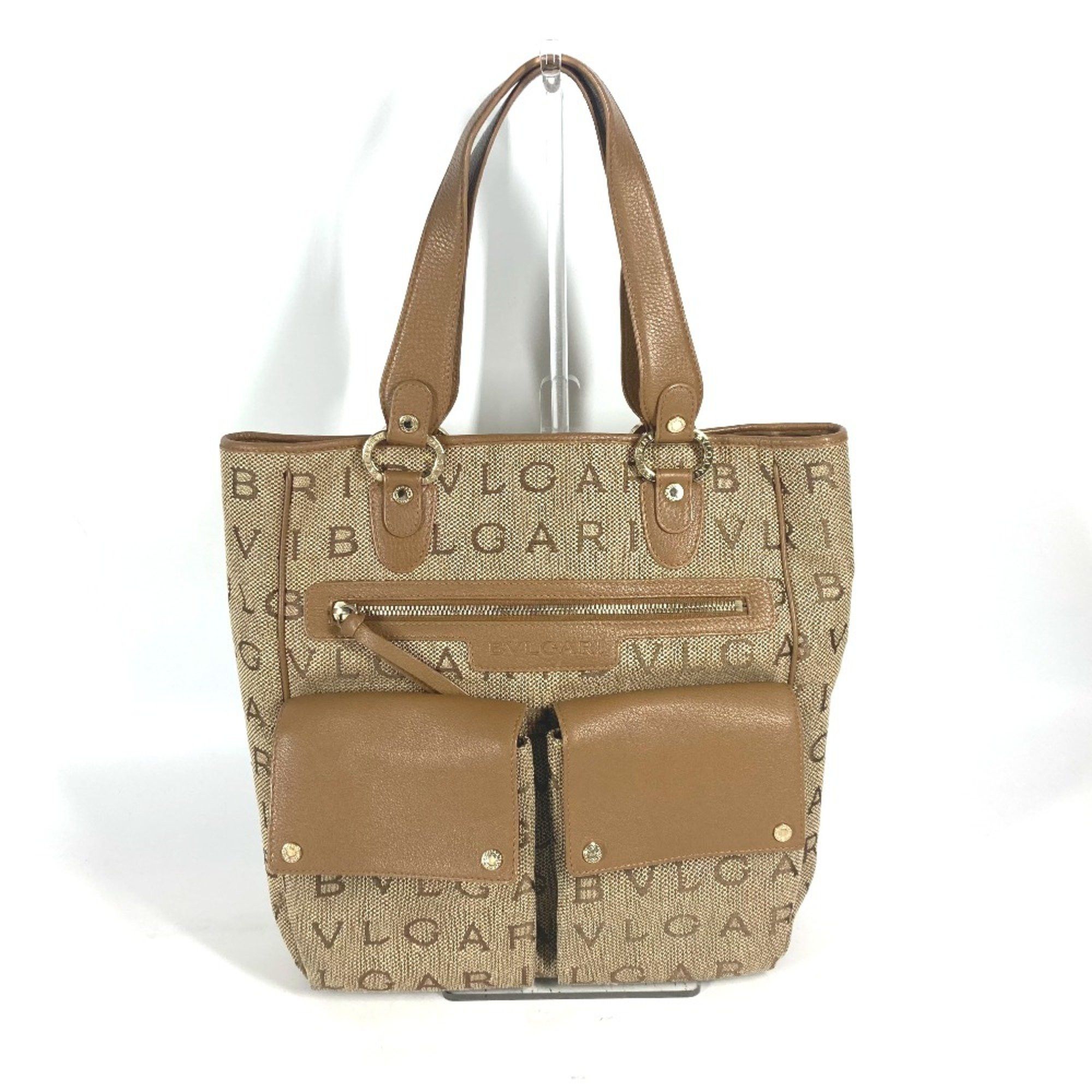Bvlgari Bvlgari 801904 Maxi logo Shoulder Bag Tote Bag Beige Size ONE SIZE - 1 Thumbnail