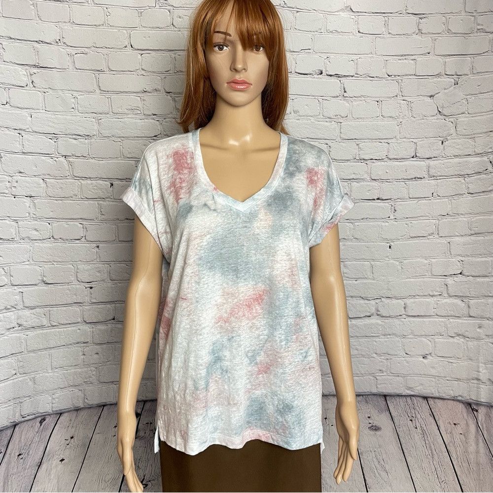 Cynthia Rowley NWT New Cynthia Rowley Tie Dye Short Sleeve Linen Top Size Size S / US 4 / IT 40 - 1 Thumbnail