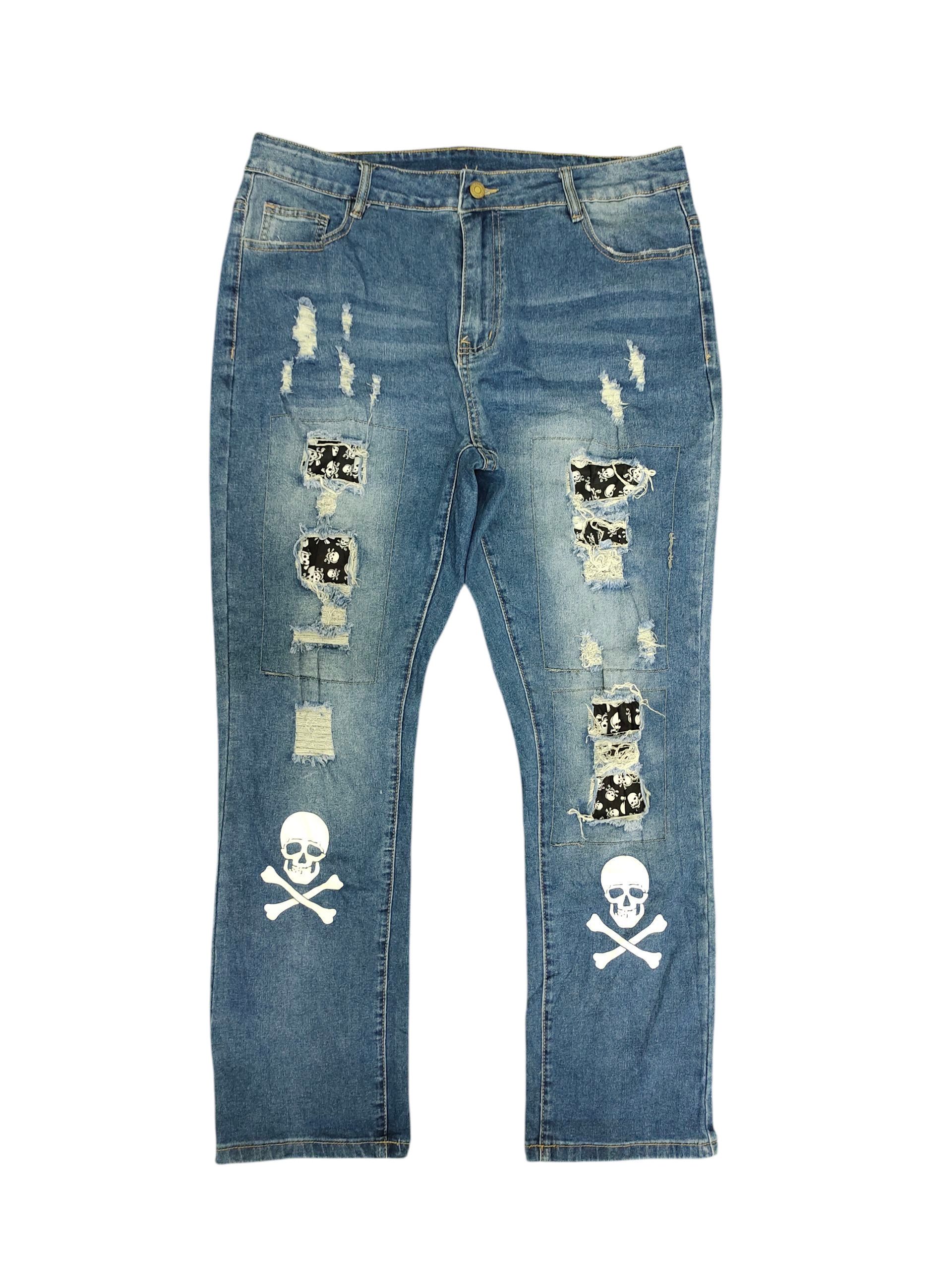 Comme des Garcons × Undercover Japanese Brand Skull Patchwork Distress Denim Jeans Size US 34 / EU 50 - 1 Thumbnail
