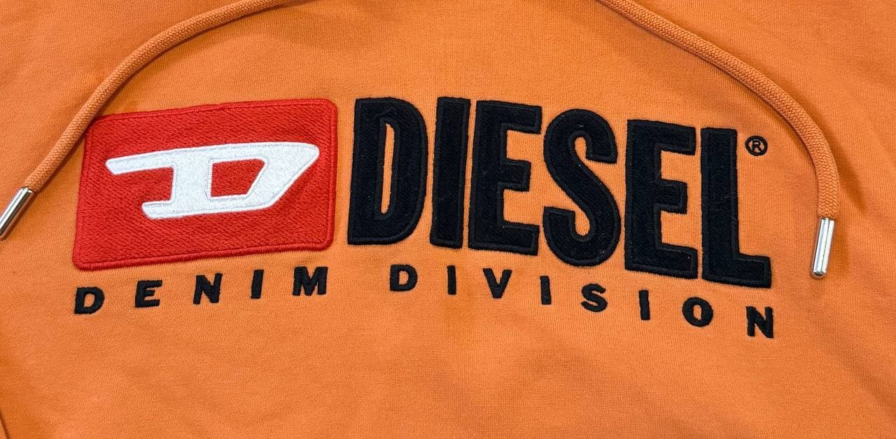 Diesel Vintage Men’s Diesel Big Logo Reworked Boxy Orange Hoodie Size US L / EU 52-54 / 3 - 3 Thumbnail