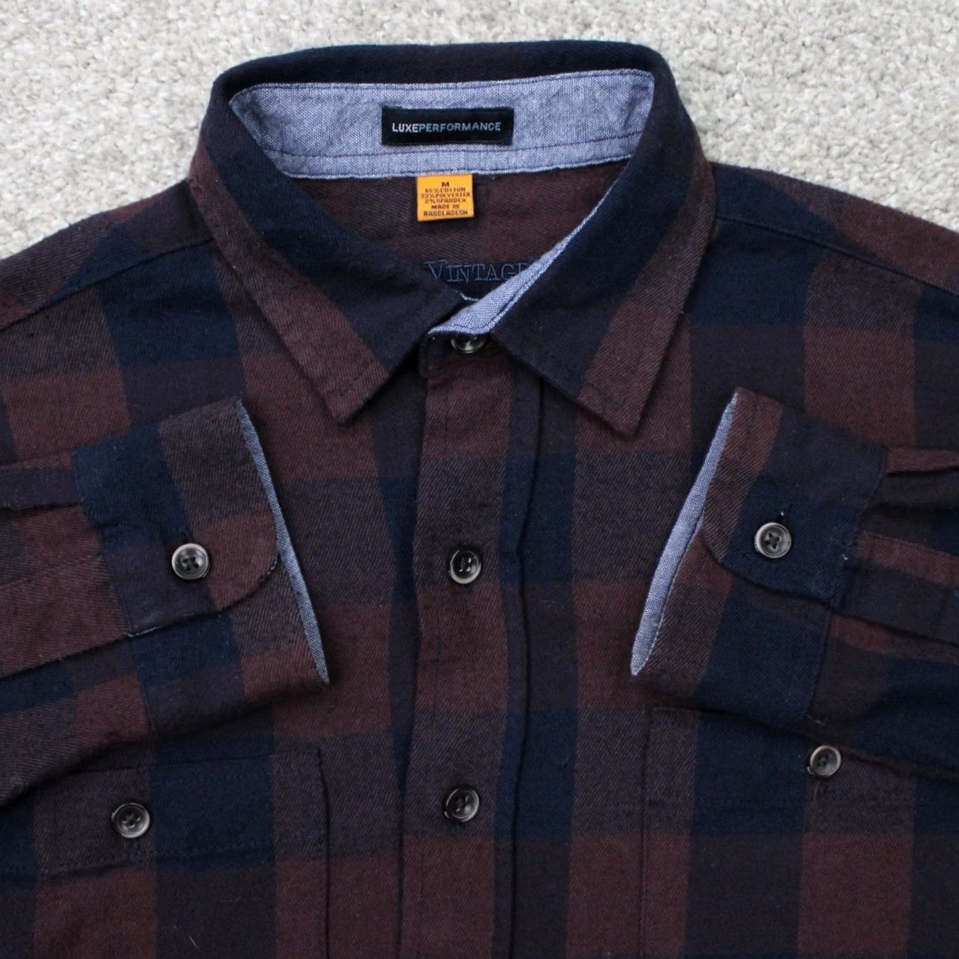 Vintage Tailor Vintage Shirt Mens Medium Red/Blue Luxe Performance Flannel Stretch L/S Size US M / EU 48-50 / 2 - 2 Thumbnail
