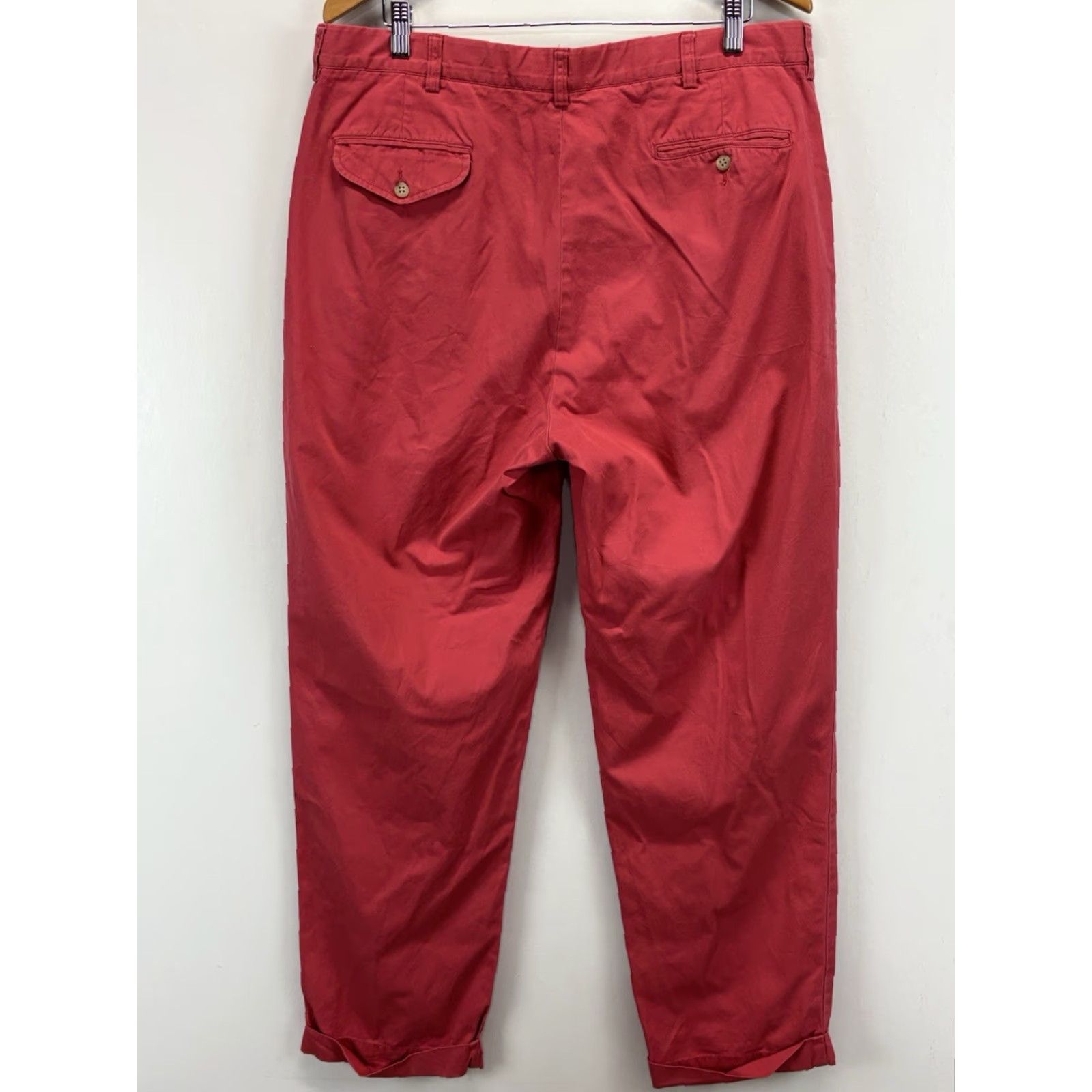 Polo Ralph Lauren VINTAGE Polo Ralph Lauren Chino Pants Men’s 38x32 Pink Pleated Cuffed Preppy Resort Mens Size US M / EU 48-50 / 2 - 4 Thumbnail