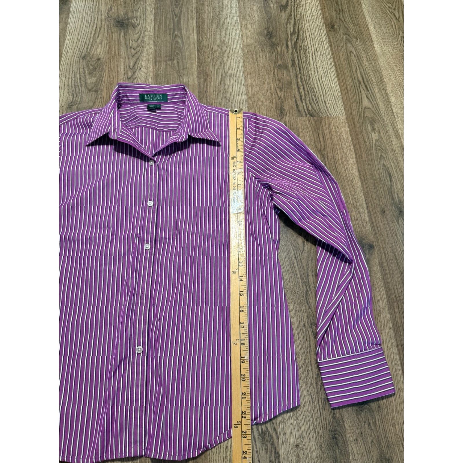 Ralph Lauren Lauren Ralph Lauren Shirt Womens Petite Large Purple Black White Button Up Size L / US 10 / IT 46 - 7 Thumbnail