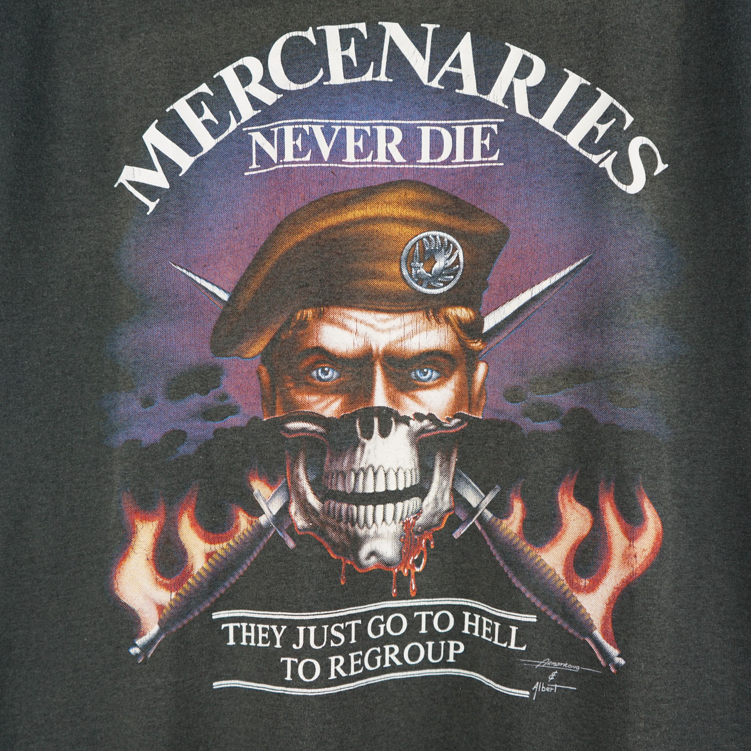 Harley Davidson × Vintage 1990s Mercenaries Never Die T-Shirt 3D Emblem Size US L / EU 52-54 / 3 - 2 Thumbnail