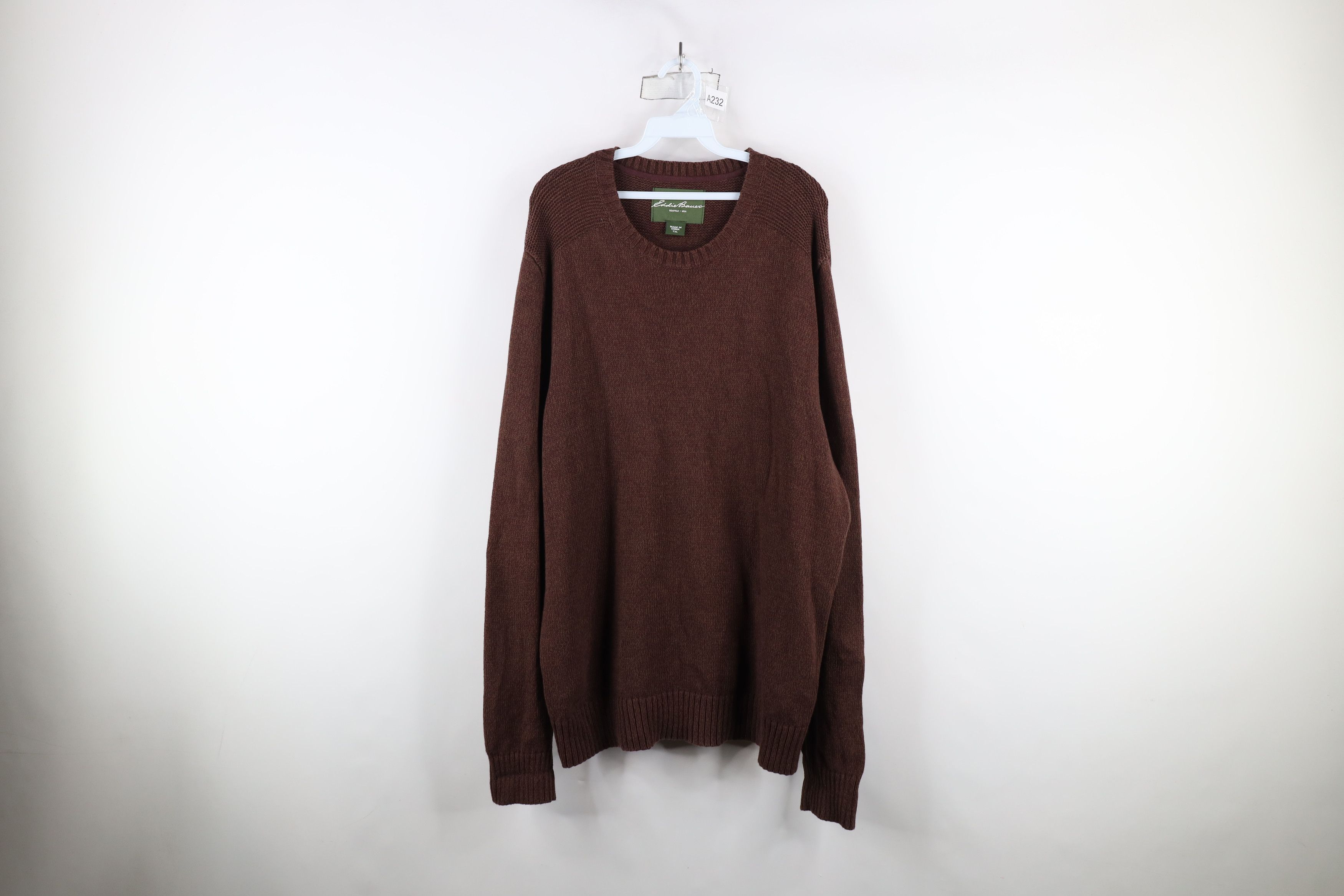 Eddie Bauer × Vintage Vintage Eddie Bauer Ribbed Knit Crewneck Sweater Brown Size US XL / EU 56 / 4 - 1 Thumbnail