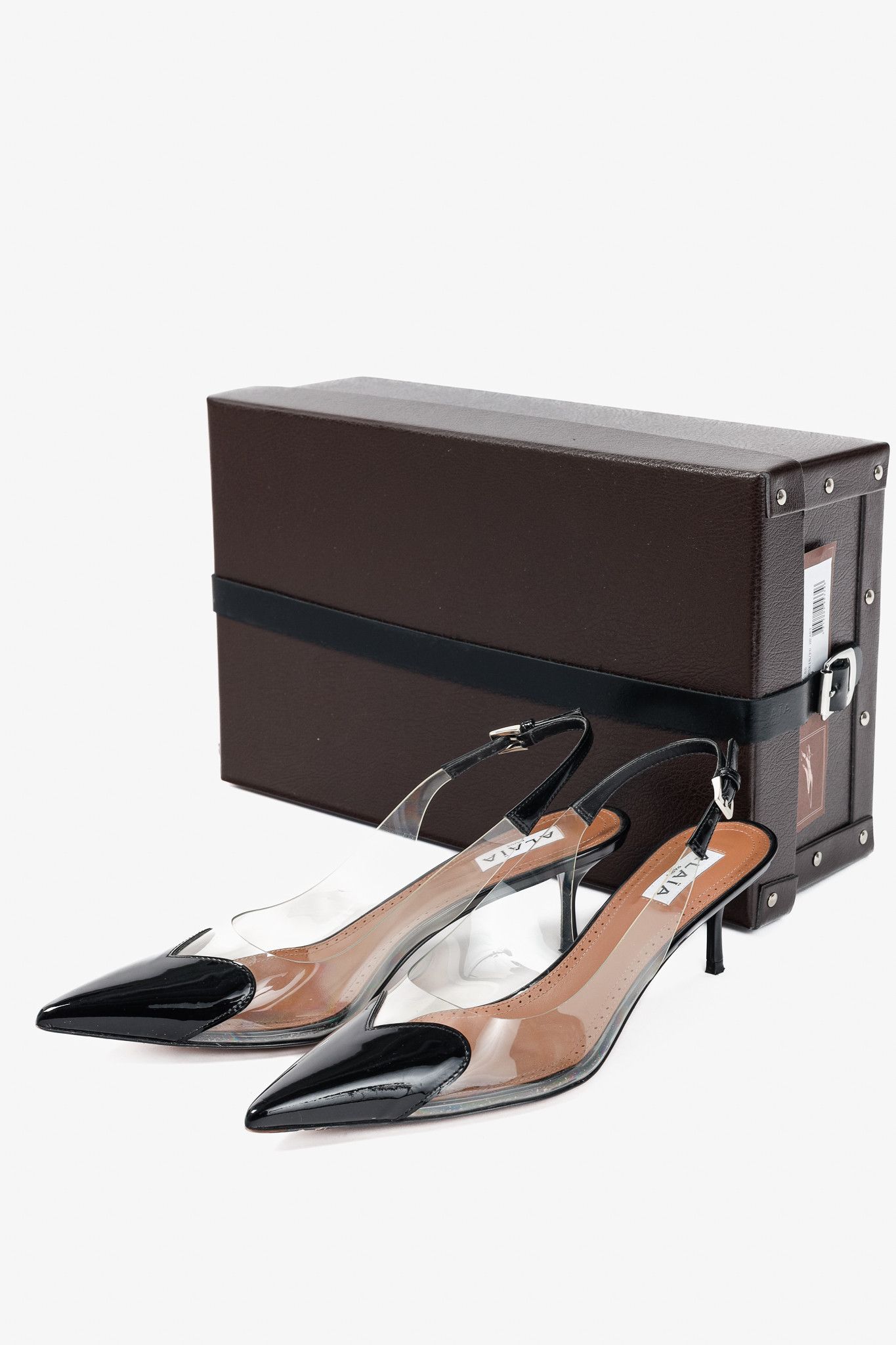 Alaia Alaia Le Coeur Patent Calfskin & PU Heart Slingback Heels Size US 7 / IT 37 - 11 Thumbnail