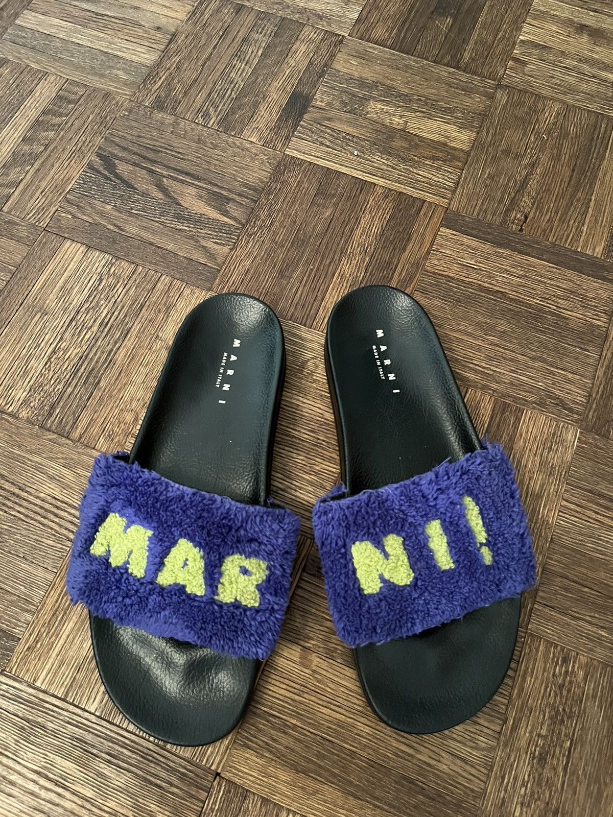 Marni Logo Flat Slides Lime Green Size 44 Marni  main image 4