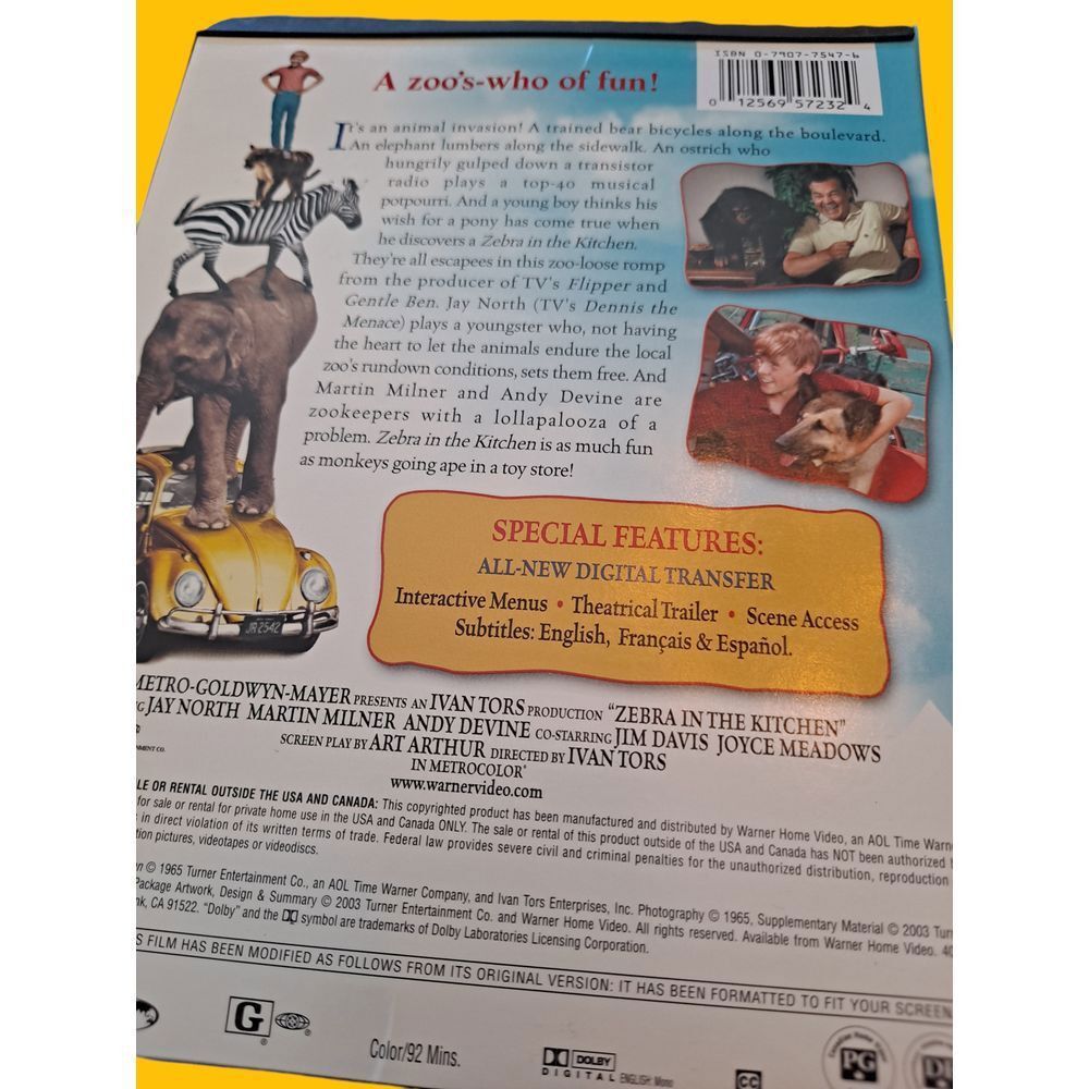 Other Warner Bros Zebra in the Kitchen DVD Family Movie Comedy Ani Size ONE SIZE - 3 Thumbnail