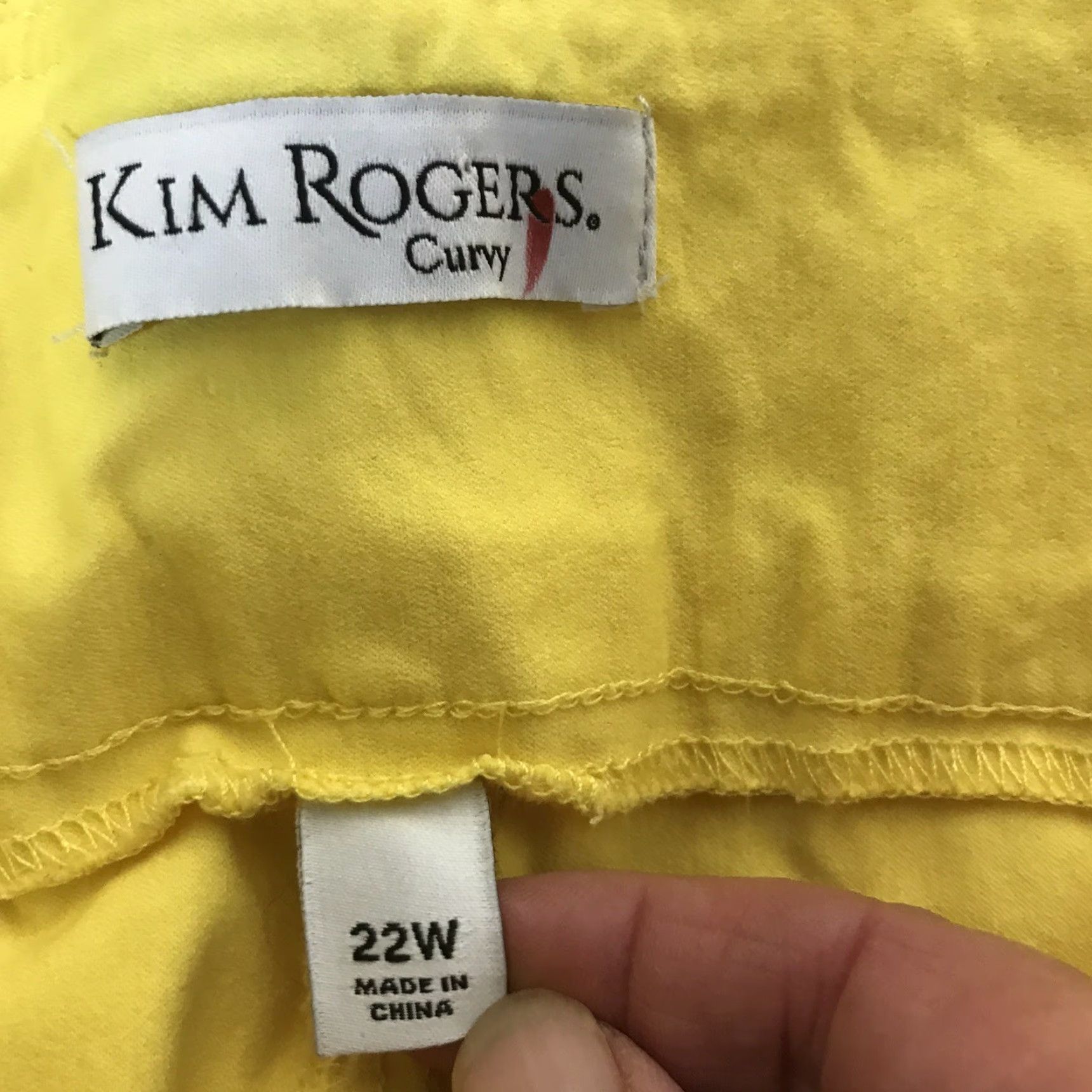 Vintage VINTAGE Kim Rogers Curvy Women's Cropped Pants Size 22W Yellow Knit Elastic Waist Casual Summer Size 40" / US 18 - 4 Thumbnail