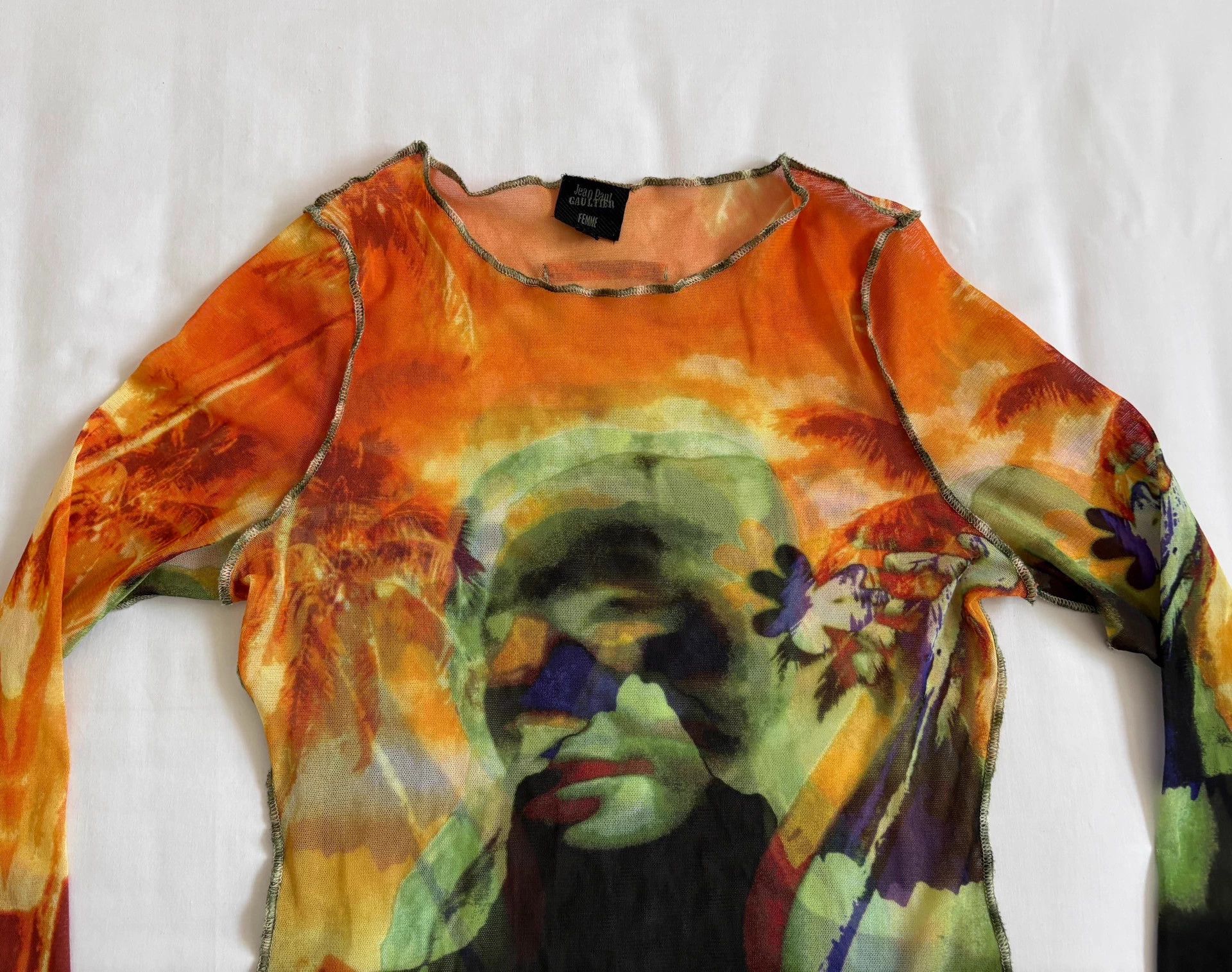 Jean Paul Gaultier JP Gaultier Vintage Sheer Floral Portrait Blouse Size S / US 4 / IT 40 - 3 Thumbnail