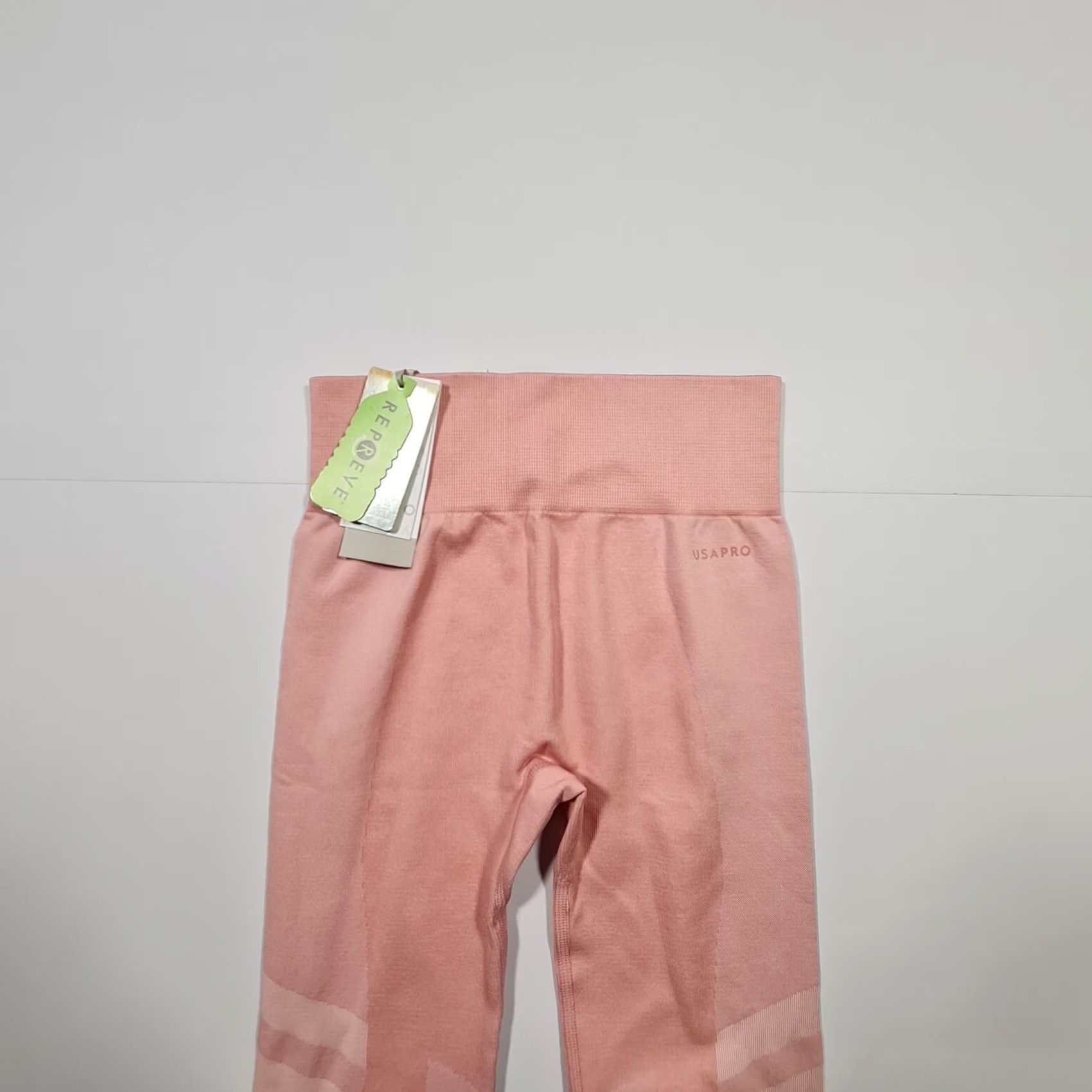 Vintage USA PRO Leggings Pink 6 UK High Waist Regular Womens Tights Comfort Breathable Seamless 54% Polyamide 42% Polyester 4% Elastane Sports Size 28" / US 6 / IT 42 - 2 Thumbnail