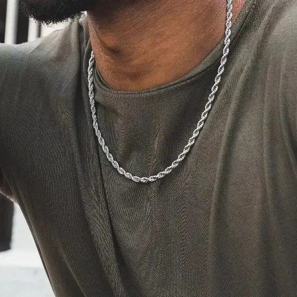 VIBE Silver Color 4MM Chain Necklace Size ONE SIZE - 8 Thumbnail