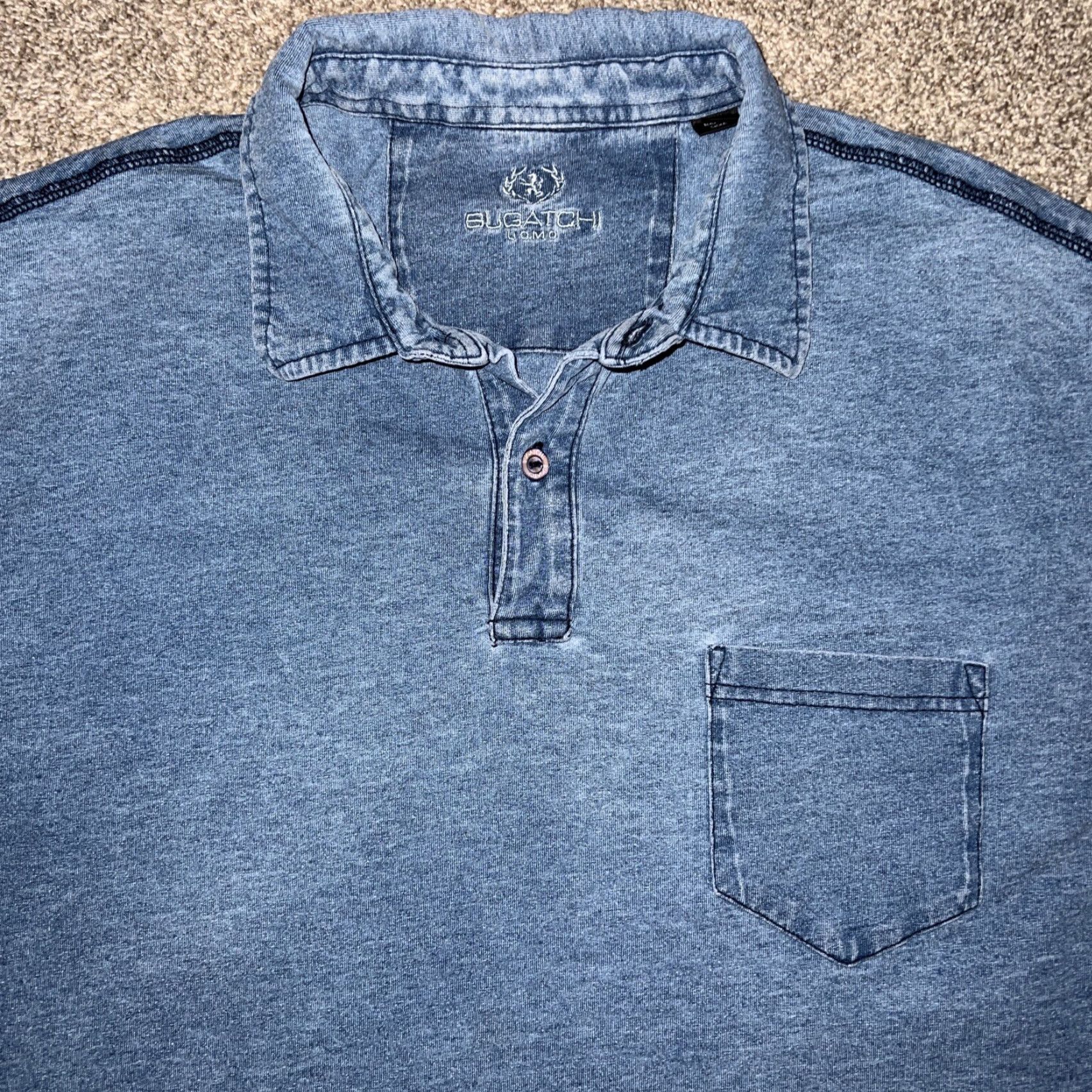 BUGATCHI VINTAGE Bugatchi Uomo Polo Shirt Mens 2XL Blue Size US XXL / EU 58 / 5 - 2 Thumbnail