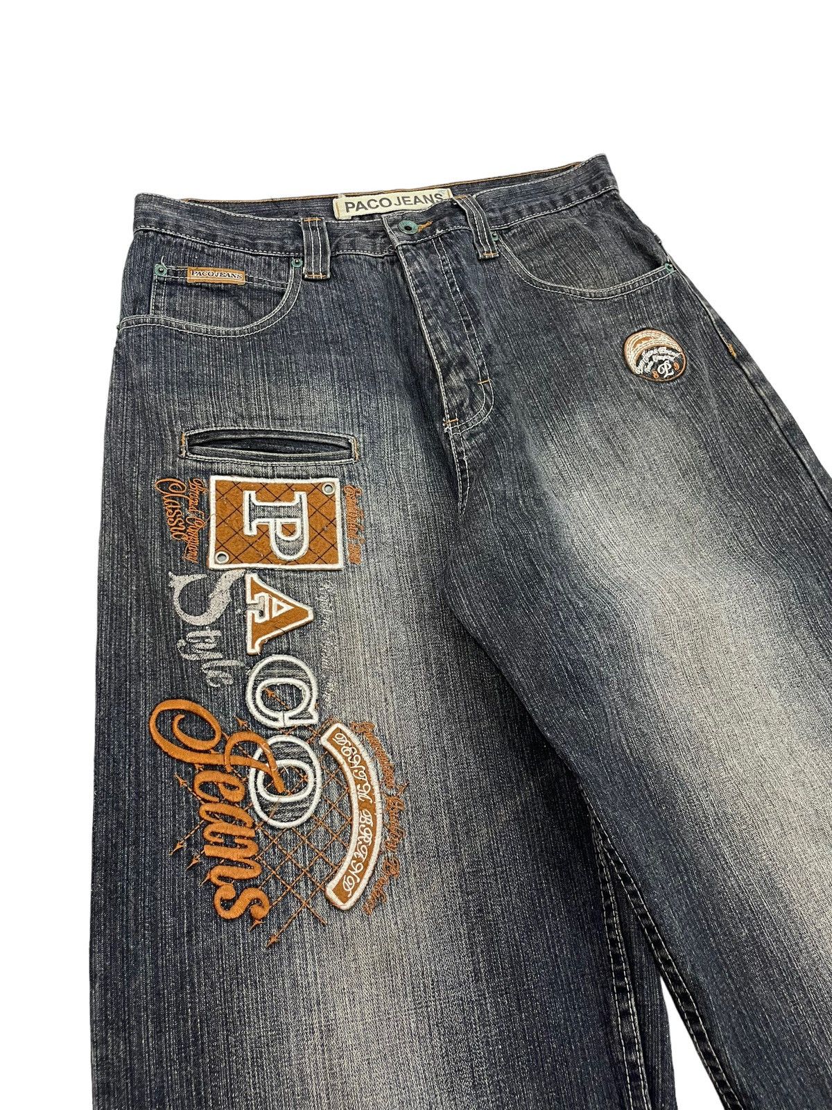 JNCO Vintage Paco Baggy Jeans Embroidery Logo Size US 32 / EU 48 - 3 Thumbnail