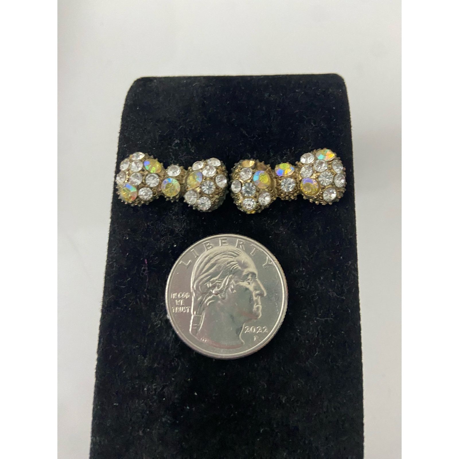 Vintage vintage crystal bow earrings tone Size ONE SIZE - 3 Thumbnail