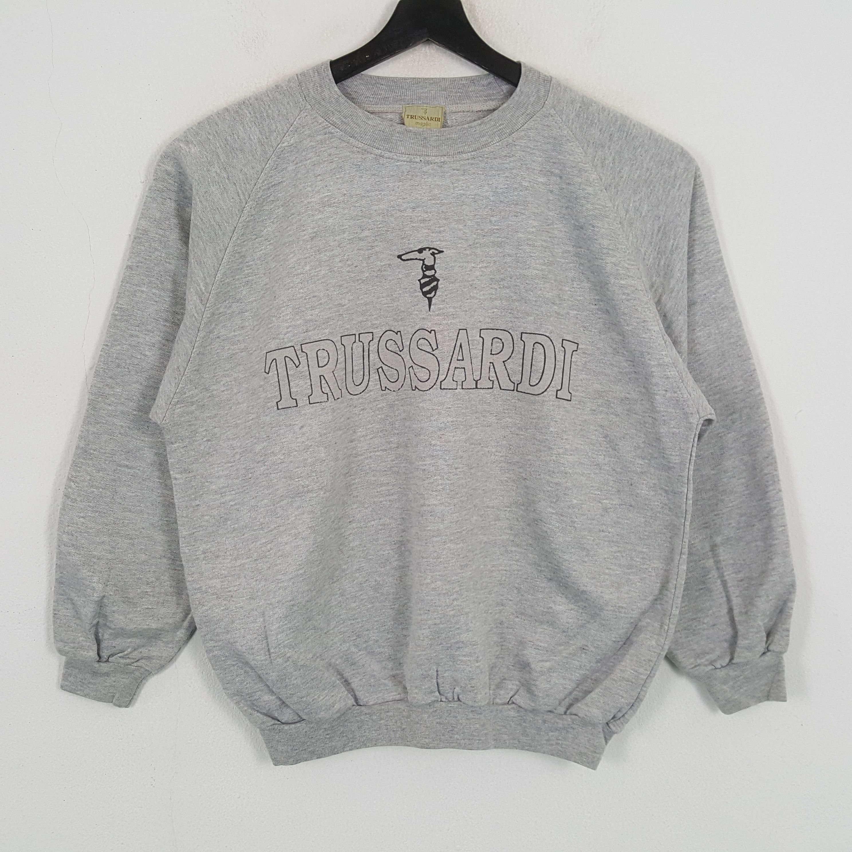 Trussardi × Vintage Trussardi Center Logo Spellout Design Sweatshirt Size US L / EU 52-54 / 3 - 1 Thumbnail