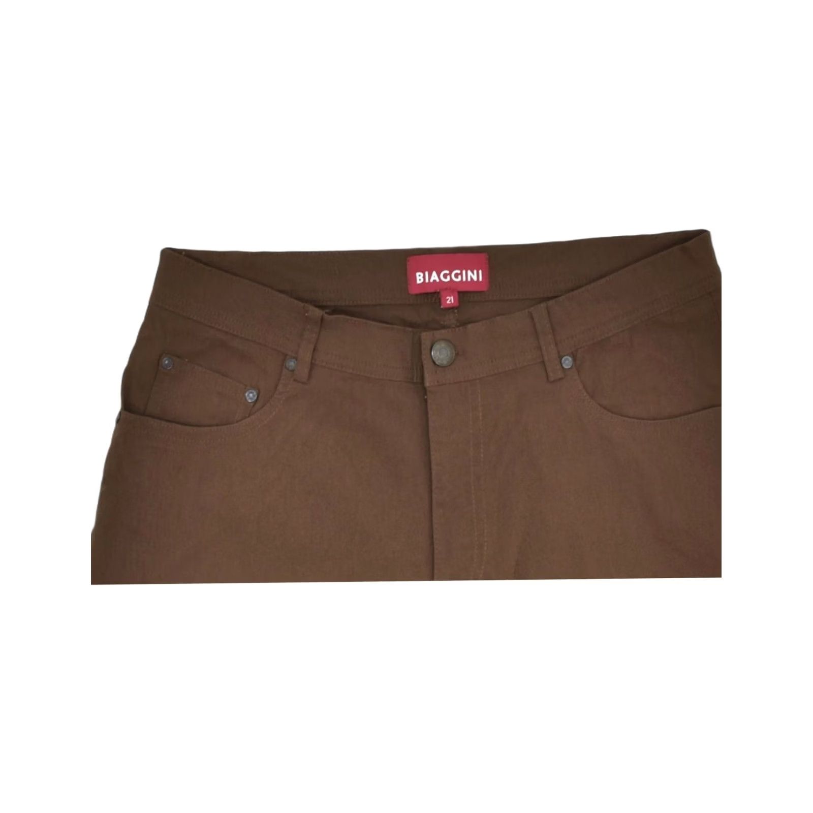 Vintage BIAGGINI Womens Straight Casual Trousers W34 L30 Brown Viscose Size 24" / US 00 / IT 34 - 3 Thumbnail