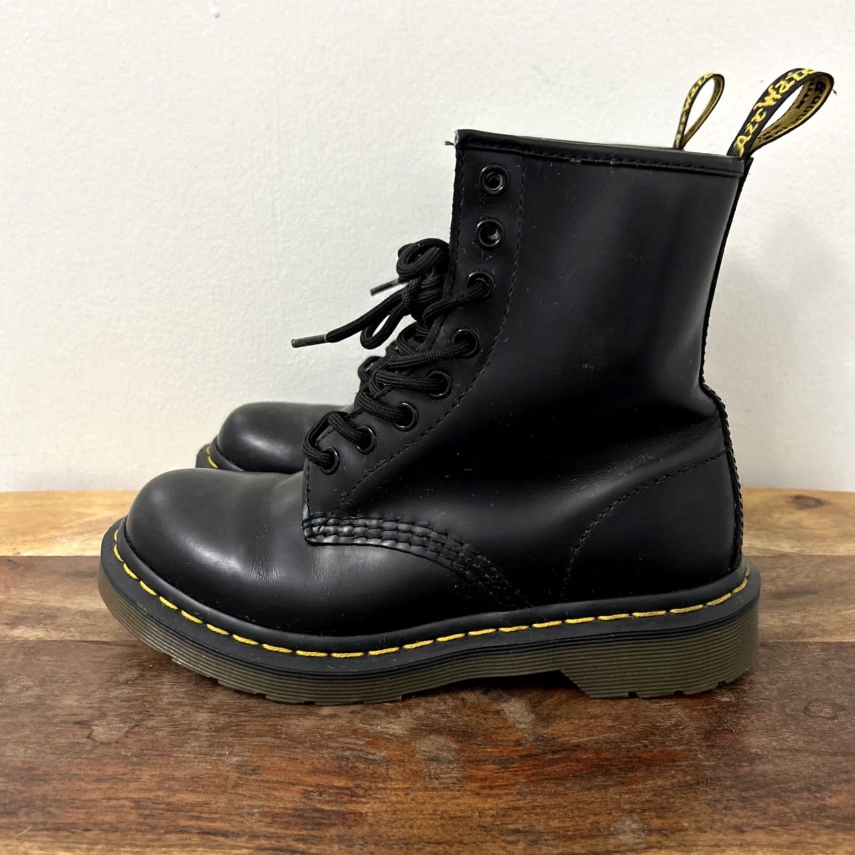 Dr. Martens Dr. Martens 1460 Boots Womens Size 5 Black Smooth Leather 8 Hole Lace Up Combat Style Mens Womens Genders Size US 5.5 / IT 35.5 - 4 Thumbnail