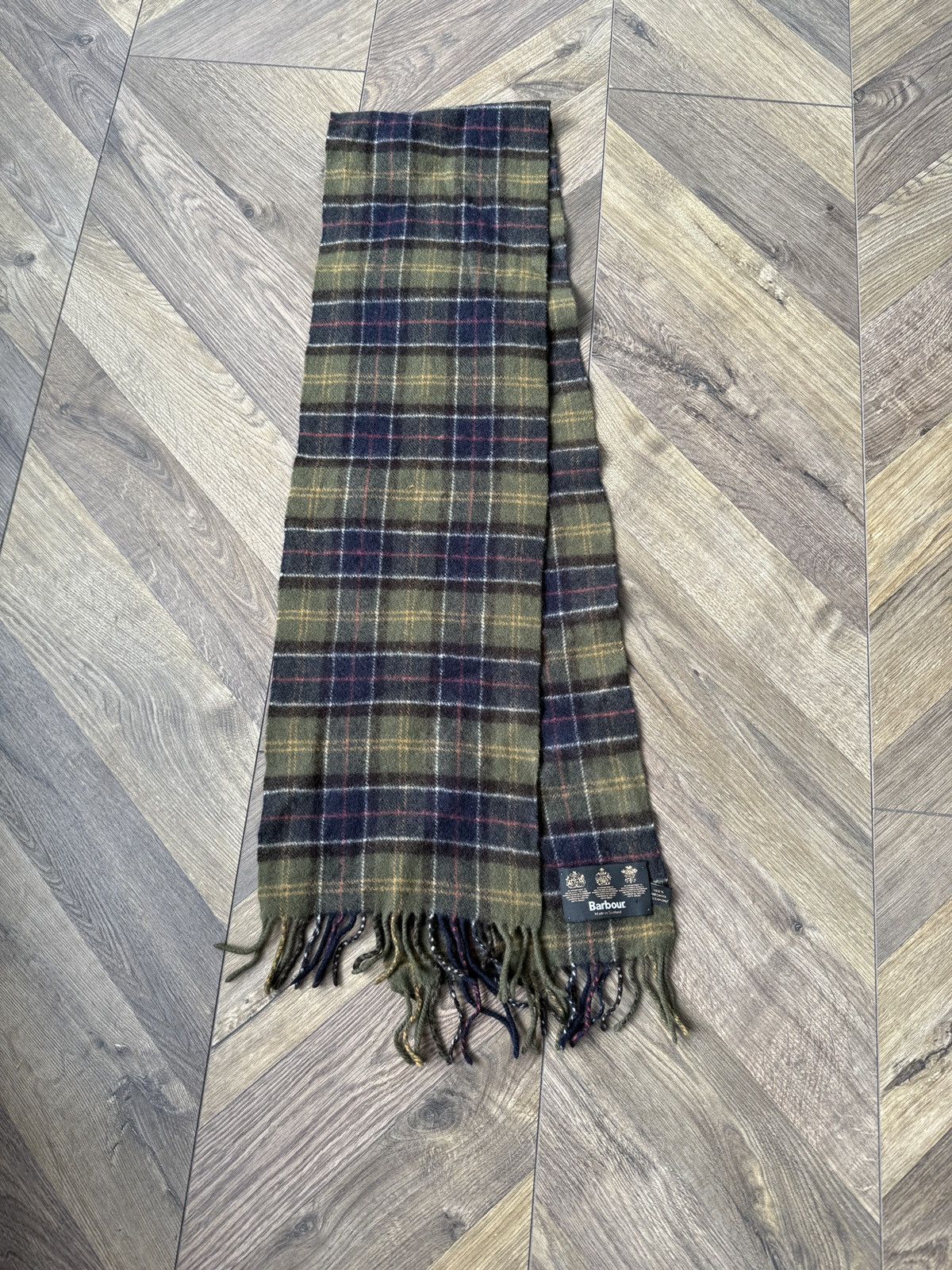 Barbour Vintage Barbour Scotland Wool Tartan Scarf Green Plaid Size ONE SIZE - 1 Thumbnail