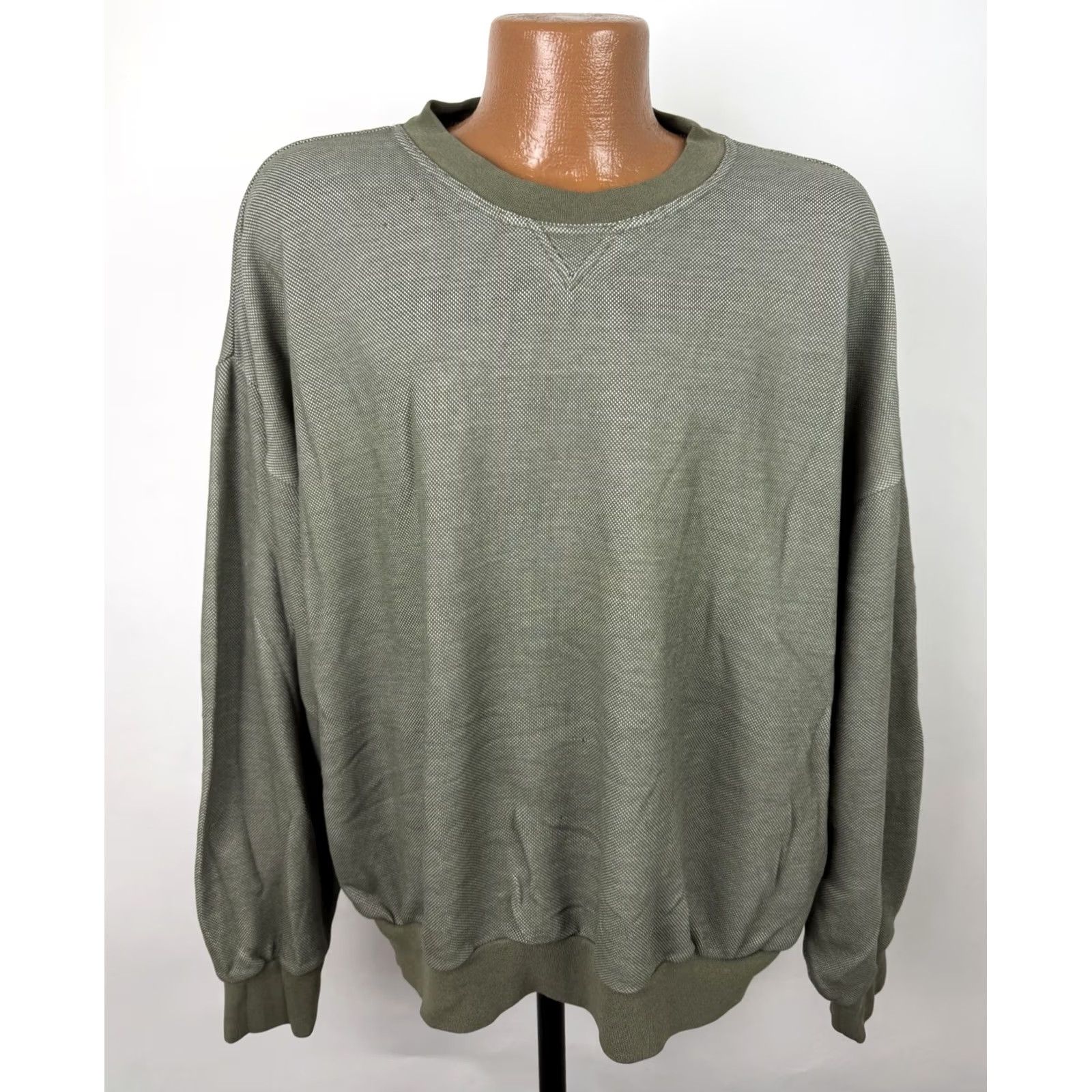 Van Heusen VINTAGE Van Heusen Pique Knit Sweatshirt Mens XL Green Crewneck Pockets Golf 90s Retro Size US XL / EU 56 / 4 - 2 Thumbnail