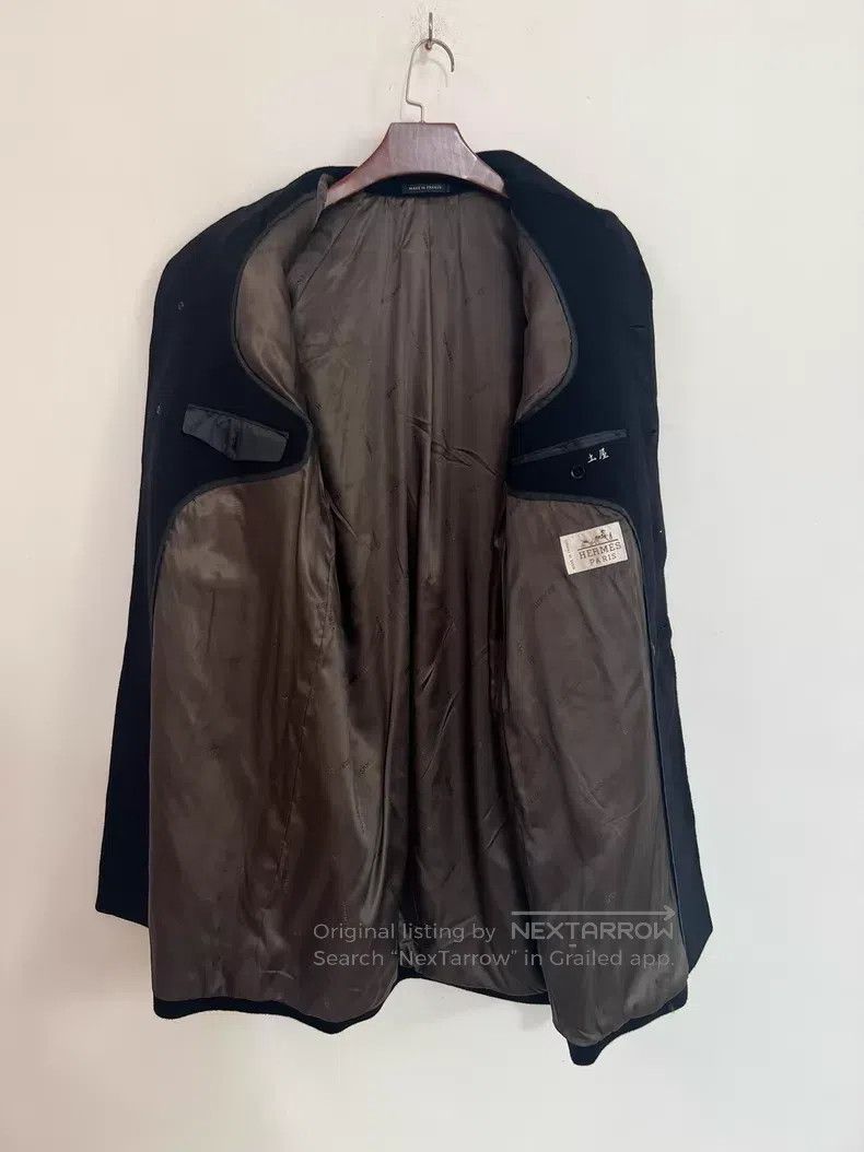 Hermes Hermes Balmain Men's Long Wool Coat, Classic Black, Notche Size US XL / EU 56 / 4 - 4 Thumbnail