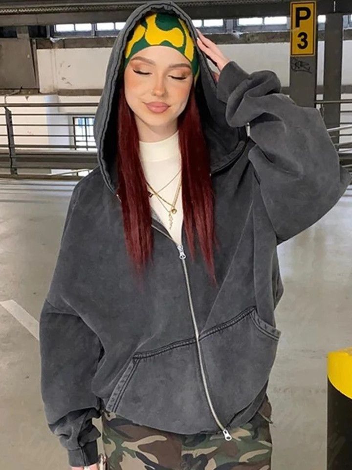 Japanese Brand Retro Washed Old Zipper Hoodie Size L / US 10 / IT 46 - 1 Thumbnail