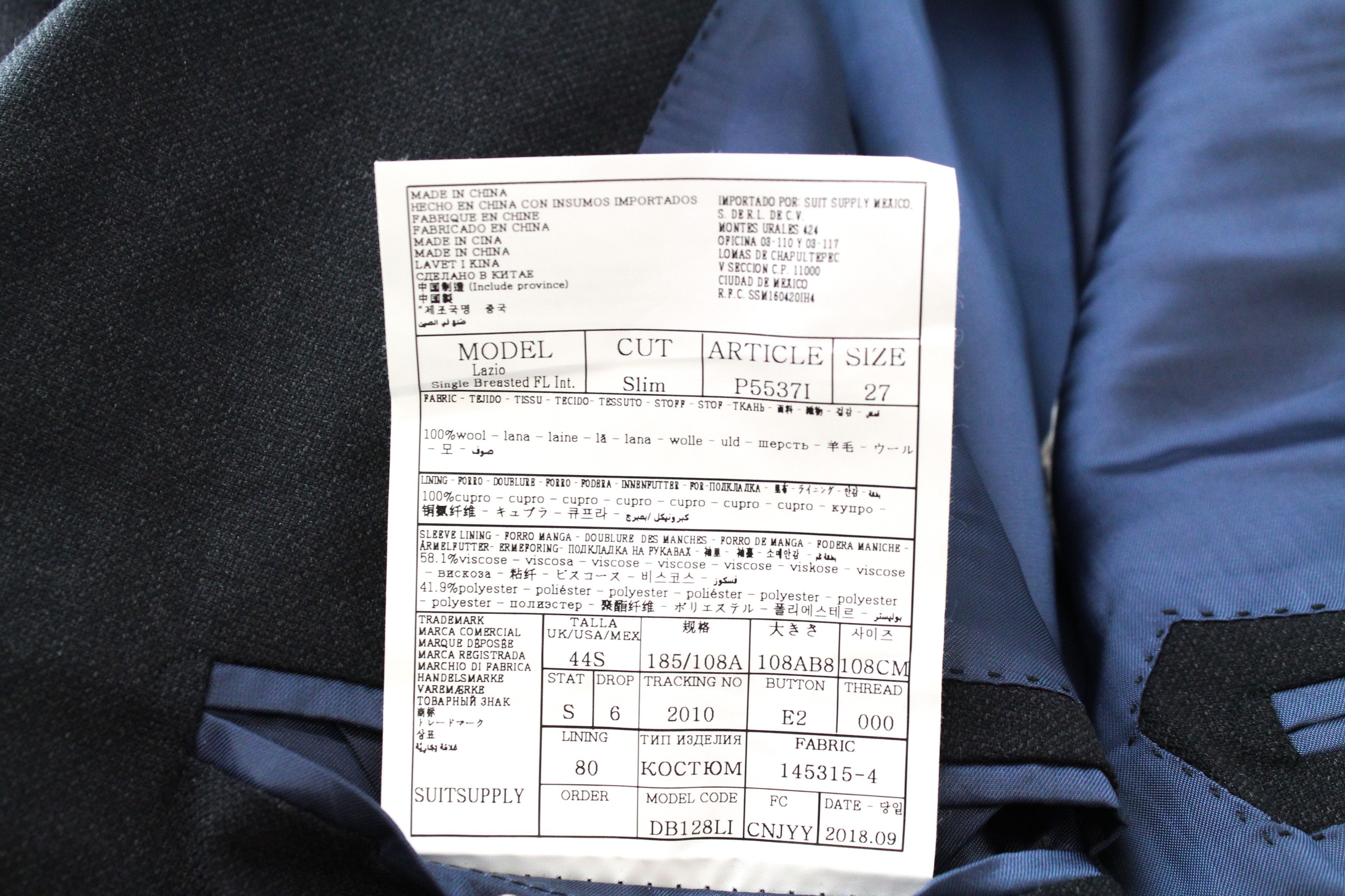 Suitsupply LAZIO UK44S Wool Super 110's Grey Slim Blazer 60223 Size 44S - 6 Thumbnail