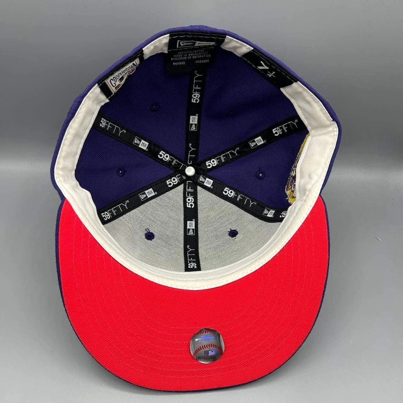 New Era Florida Marlins Hat Men 7 1/4 Purple Embroidered MLB Fitted Size ONE SIZE - 2 Thumbnail