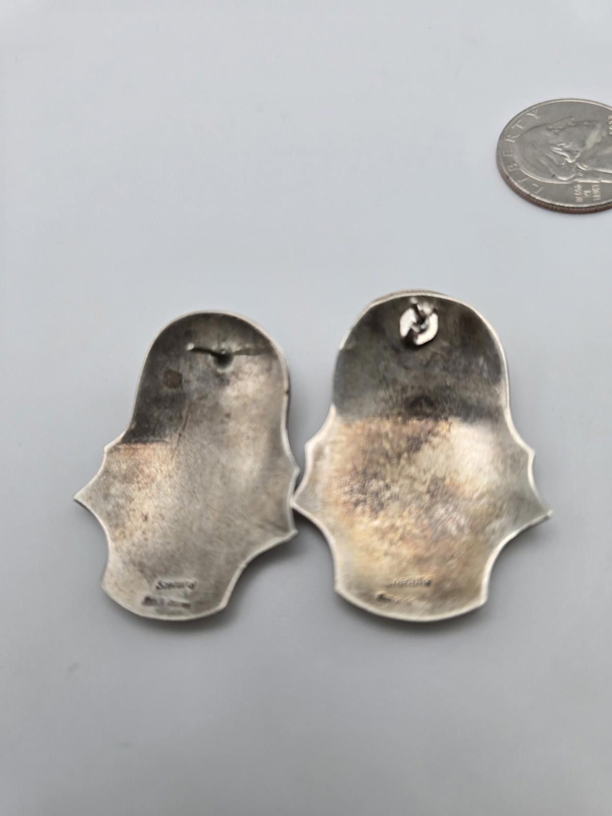 Sterling Silver Ben G Chavez Navajo Sterling Earrings Abalone Shell Signed Size ONE SIZE - 7 Thumbnail