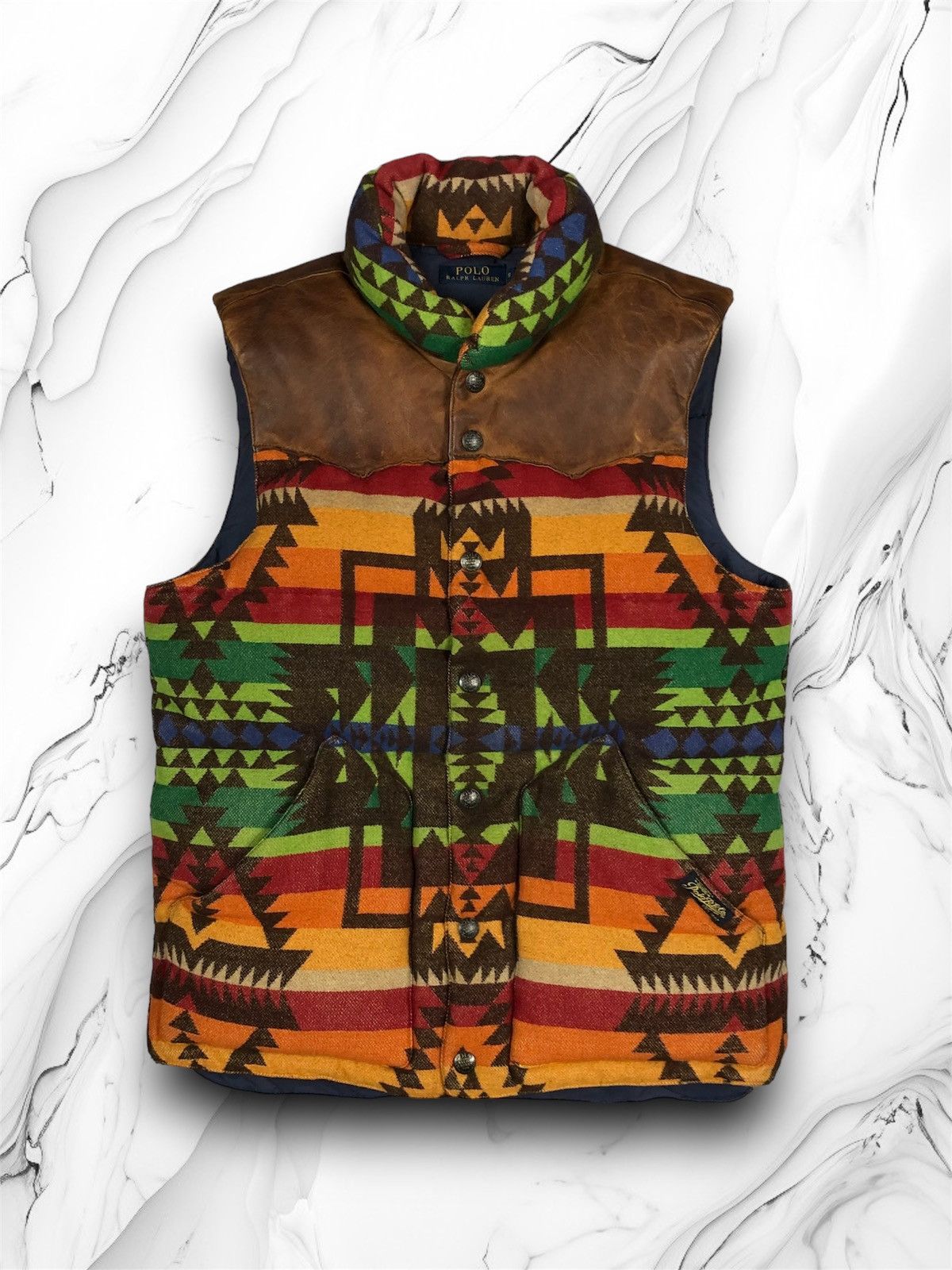 Designer Rare Vintage Polo Ralph Lauren Aztec Wool Nylon Skin Vest og Size US S / EU 44-46 / 1 - 1 Thumbnail