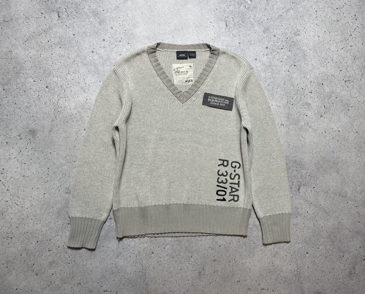 G-Star × Japanese Brand Vintage Avant Garde Knit Sweater G Star Raw Hype V-Neck Size US L / EU 52-54 / 3 - 1 Thumbnail