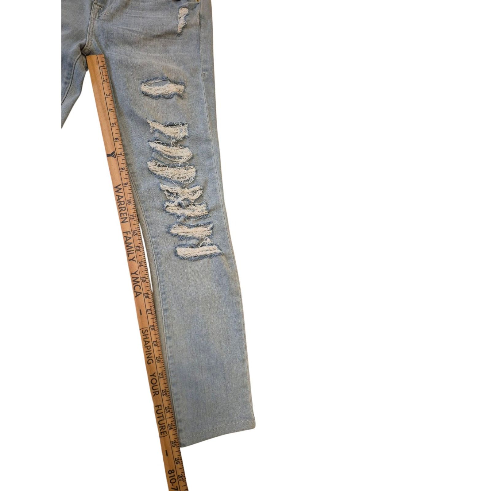 Frame FRAME le Skinny de Jeanne Distressed Light Wash Jeans Stretc Size 29" - 5 Thumbnail