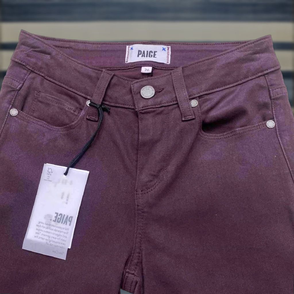 Paige Verdugo Ankle Jeans Women's Size 26 Petite Maroon Skinny Denim Stretch