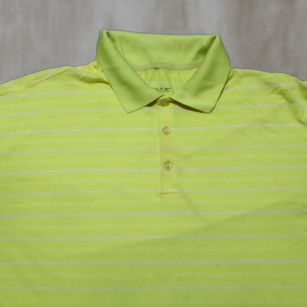 Nike Nike Tour Performance Polo Shirt Golf 2XL Yellow Striped Logo Shirt Mens Polo 2XL Nike Tour Performance Golf Shirt Size US XXL / EU 58 / 5 - 1 Thumbnail