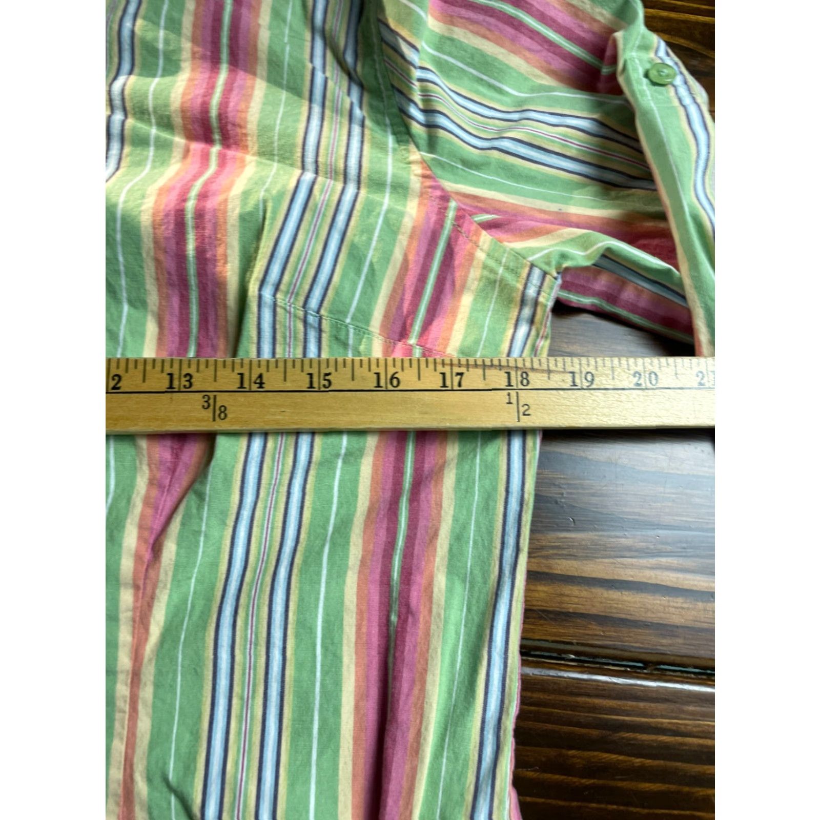 Van Heusen VINTAGE? (No) Van Heusen Shirt Women’s L Pink Green Striped Button-Up Long Sleeve Collared Casual Cotton Blend Regular Fit Womens Size L / US 10 / IT 46 - 5 Thumbnail