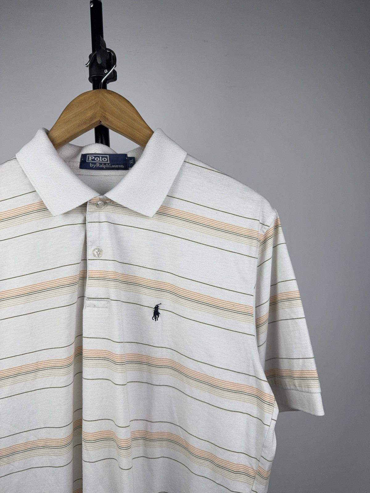 Polo Ralph Lauren Luxury Retro Lauren Striped Polo Shirt Vintage White XL Size US XL / EU 56 / 4 - 2 Thumbnail