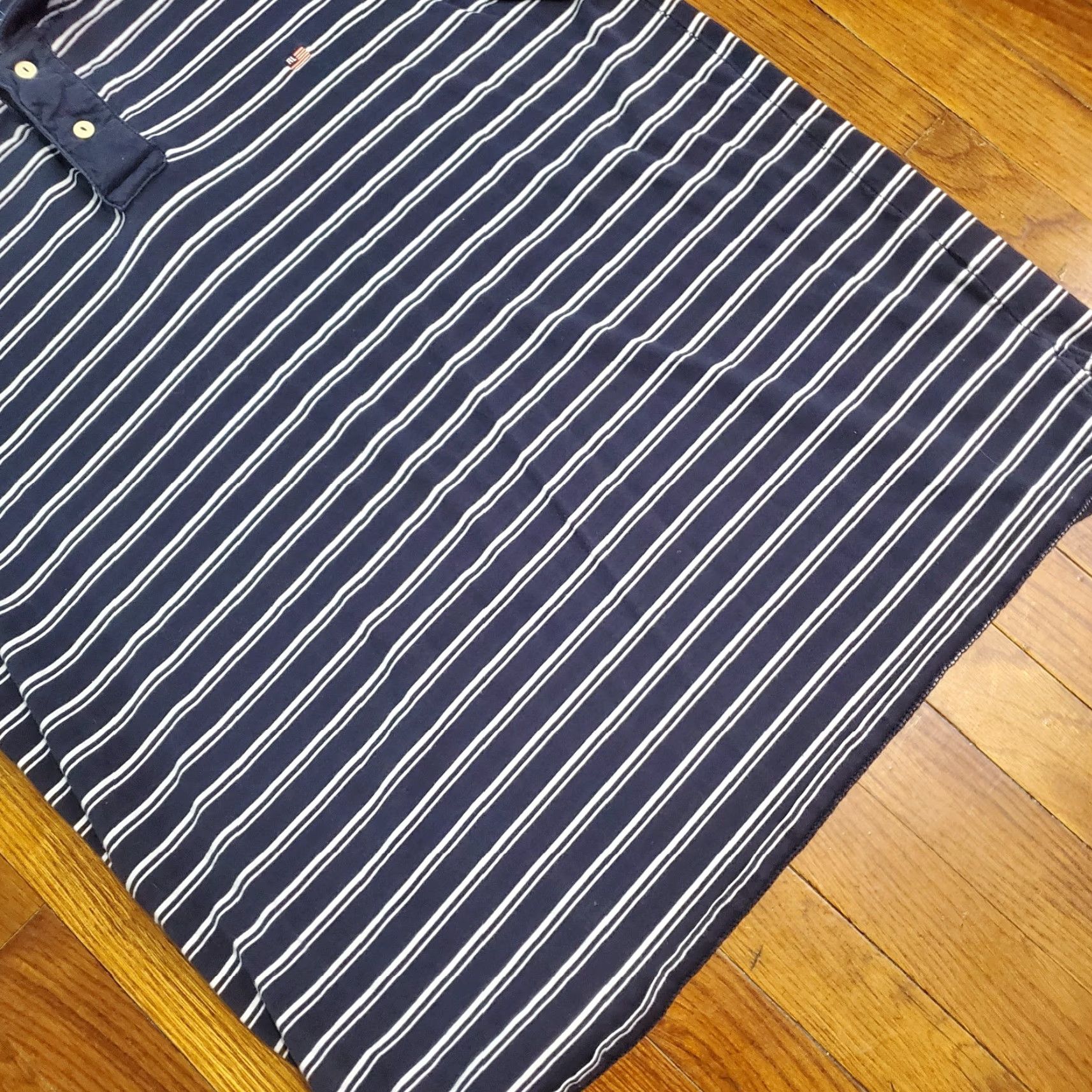 Ralph Lauren VTG Polo Jeans Company Polo Shirt Short Sleeve Navy Blue Men’s 2XL Striped Polo Shirt Polo Navy Blue 90s Mens Size US XXL / EU 58 / 5 - 2 Thumbnail