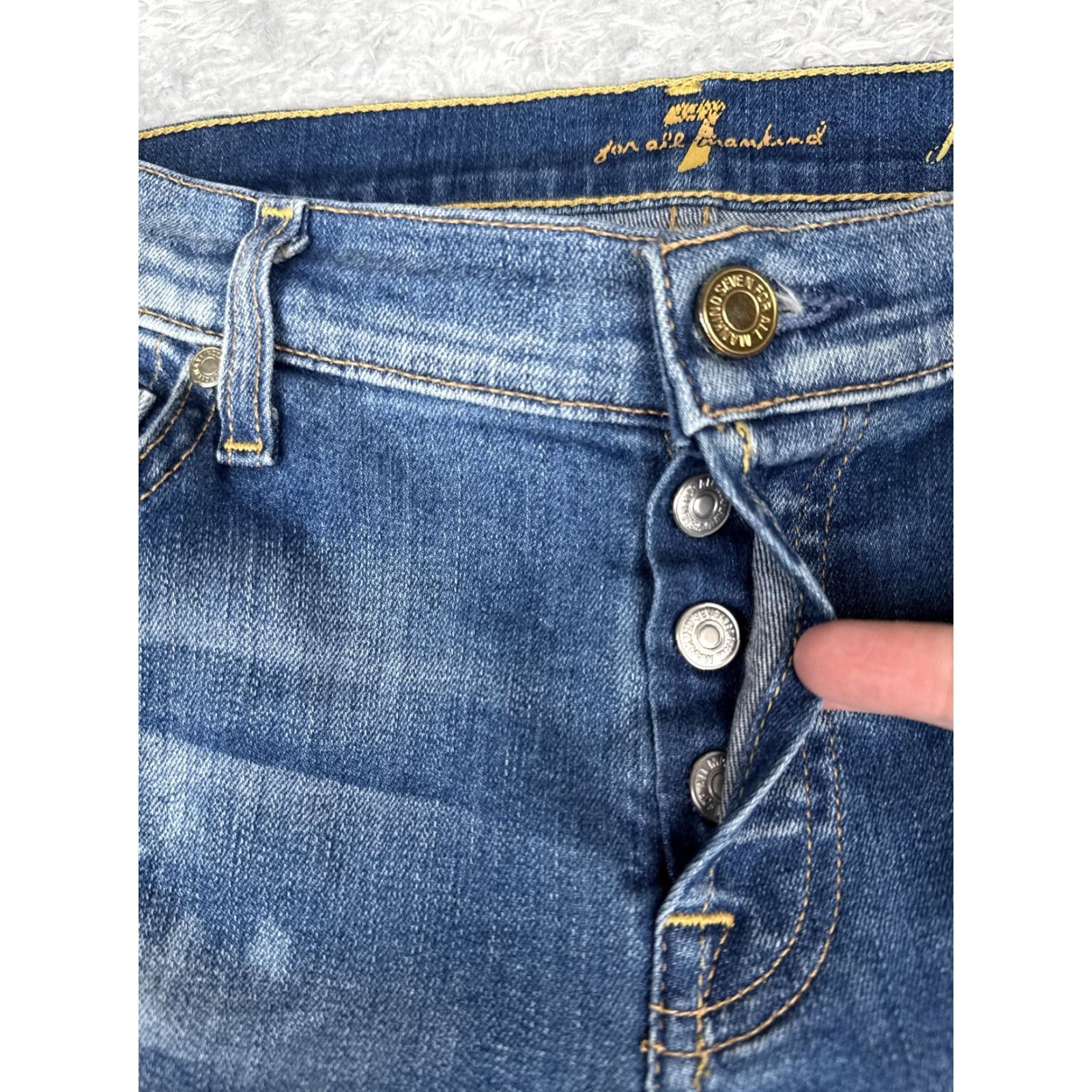 7 For All Mankind 7 For All Mankind Jeans Womens 30x28 Blue Josefina Skinny Boyfriend Distressed Size 30" / US 8 / IT 44 - 5 Thumbnail