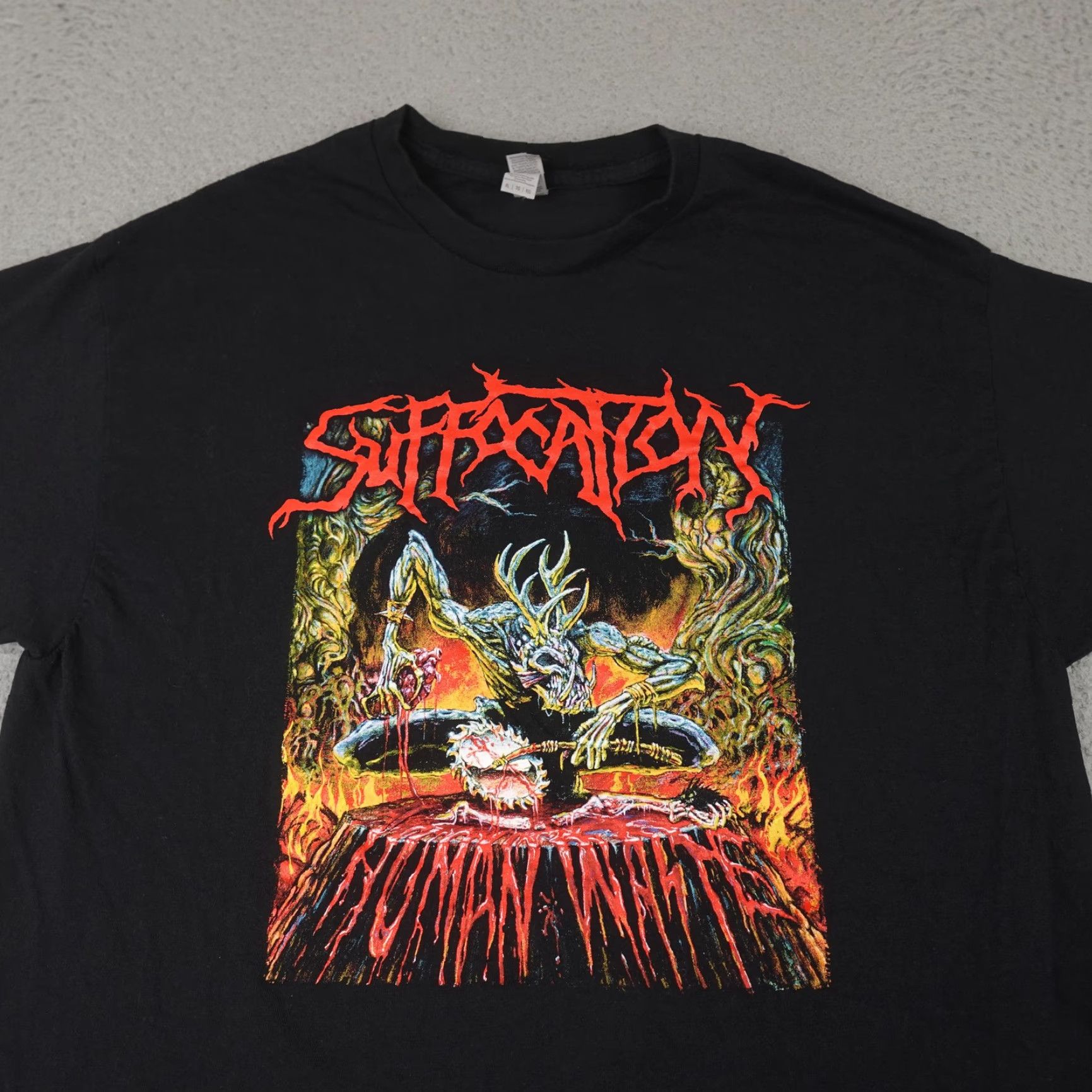 Gildan Suffocation Shirt Mens XL Black Graphic Print Band Tee Gildan Heavyweight Crew Neck Short Sleeve Size US XL / EU 56 / 4 - 4 Thumbnail