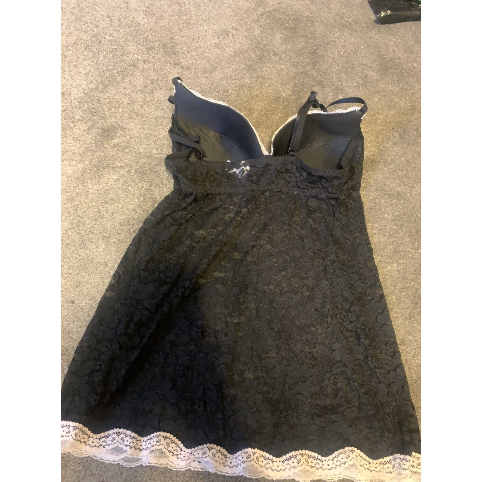 Vintage Gilligan & O'Malley Nightie Slip Chemise Black Lace Size Large Women Size ONE SIZE - 4 Thumbnail